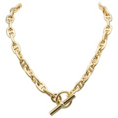 Hermès - Chaine D'Ancre - Collier à maillons basculants en or 18 carats:: taille moyenne marine