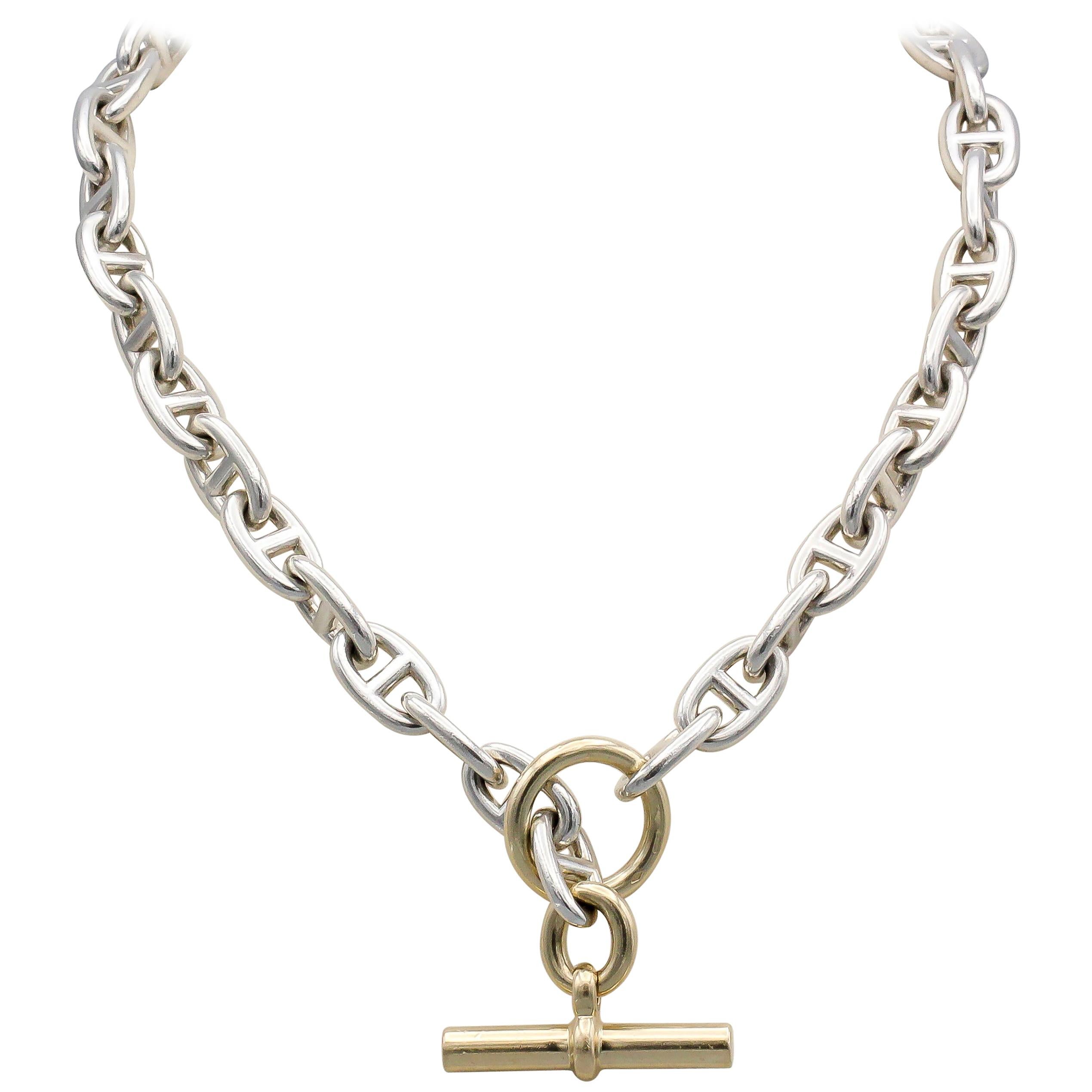 Hermes Chaine D'Ancre 18 Karat Gold Large Marine Toggle Link Necklace