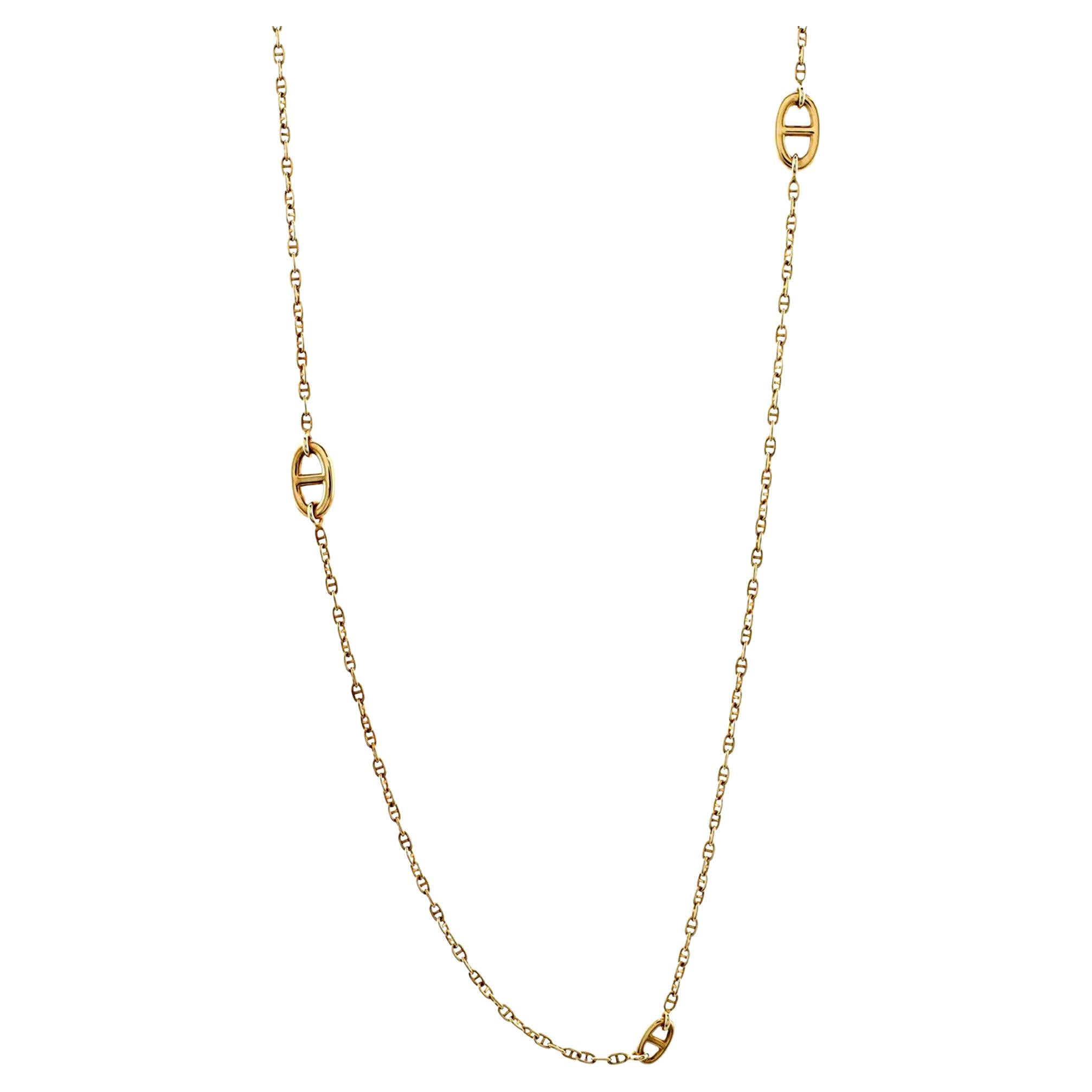 Hermes Chaine d'Ancre 18k Gold Sautoir Necklace