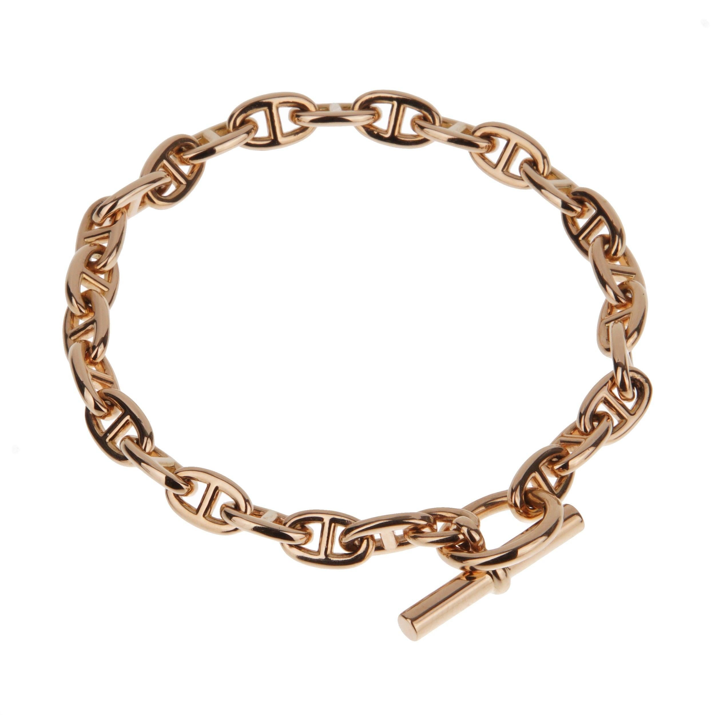 Femenino o masculino Hermes Chaine d'Ancre Pulsera de eslabones de cadena de oro rosa de 18 quilates en venta