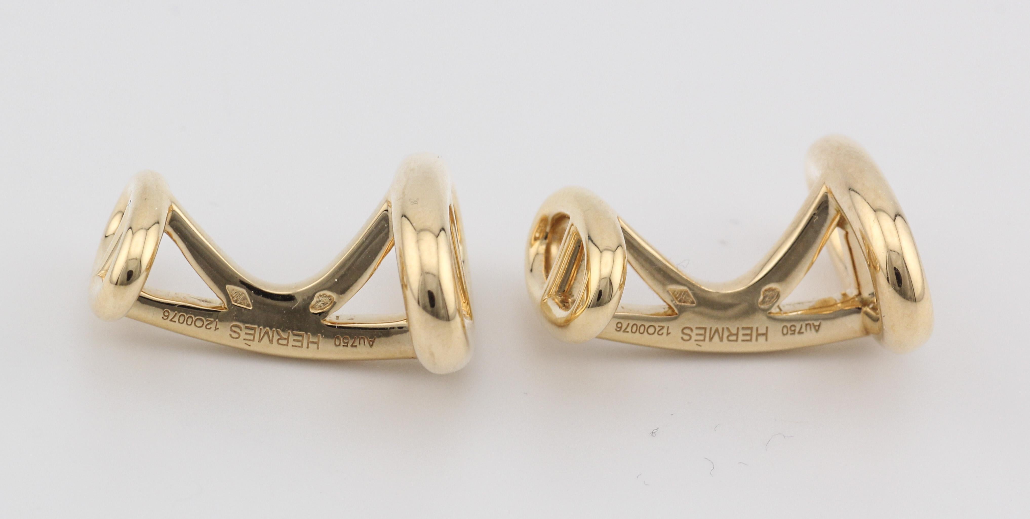Hermes Chaine D'Ancre 18K Rose Gold Cufflinks In Good Condition For Sale In Bellmore, NY
