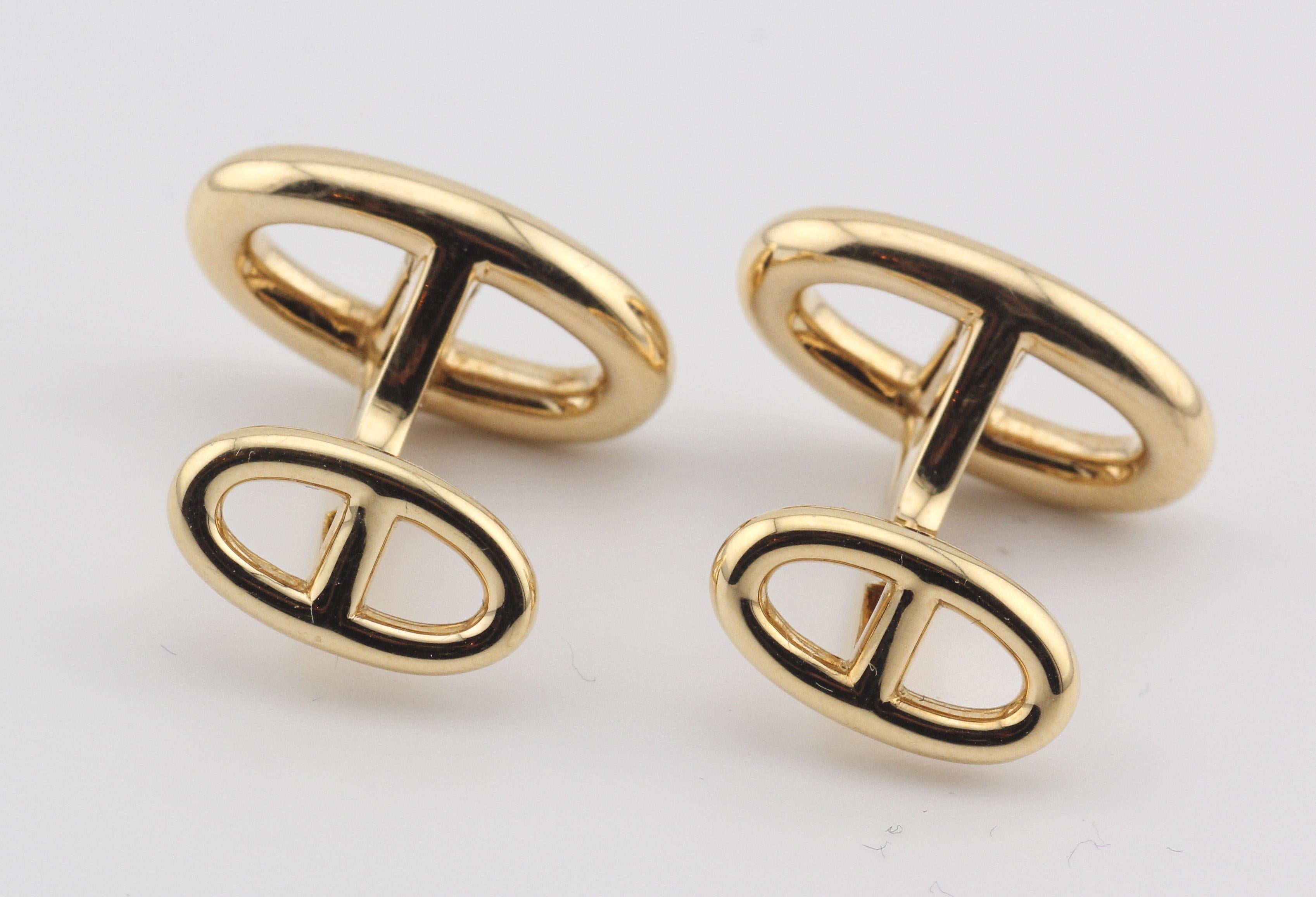 Hermes Chaine D'Ancre 18K Rose Gold Cufflinks For Sale 1