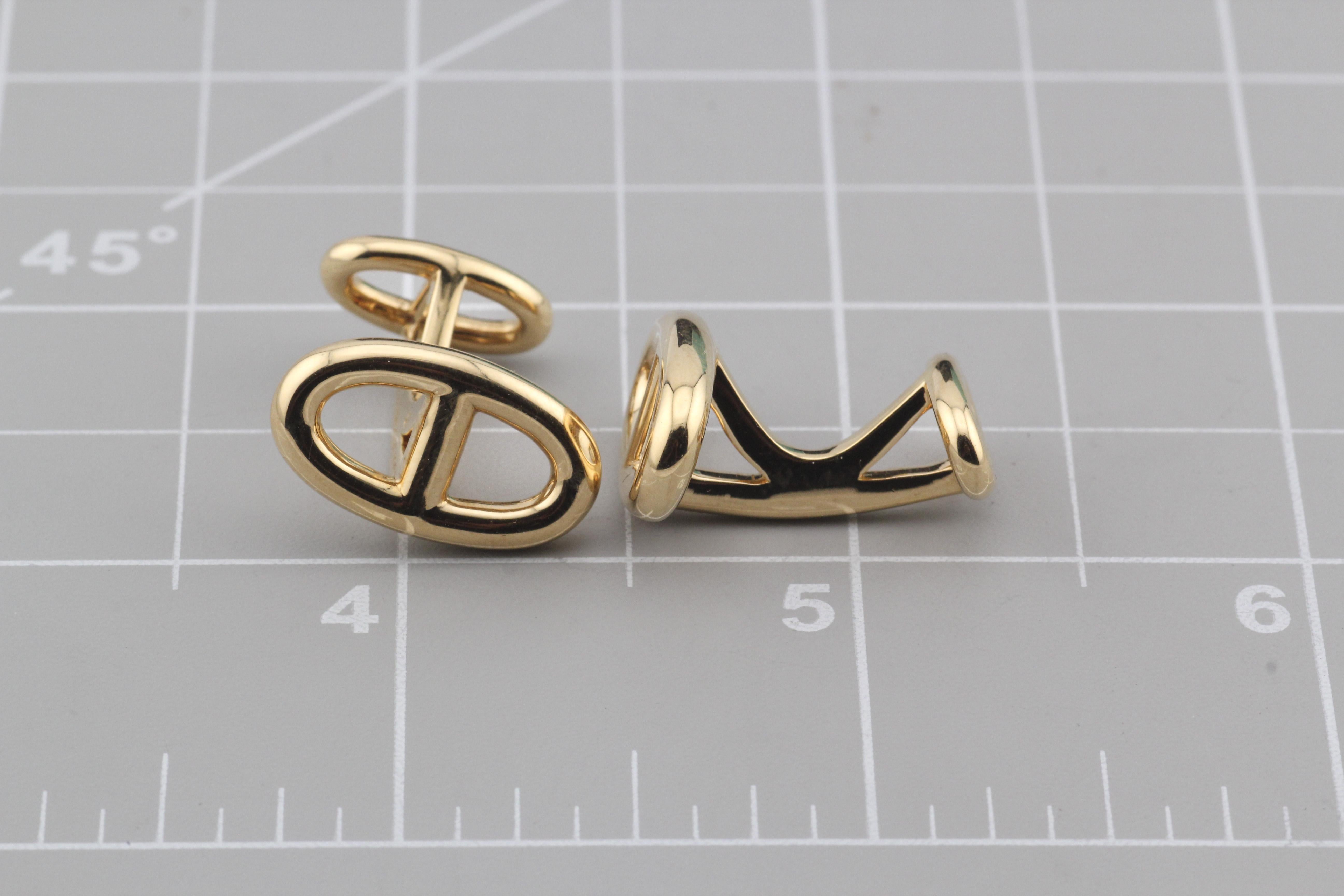 Hermes Chaine D'Ancre 18K Rose Gold Cufflinks For Sale 3