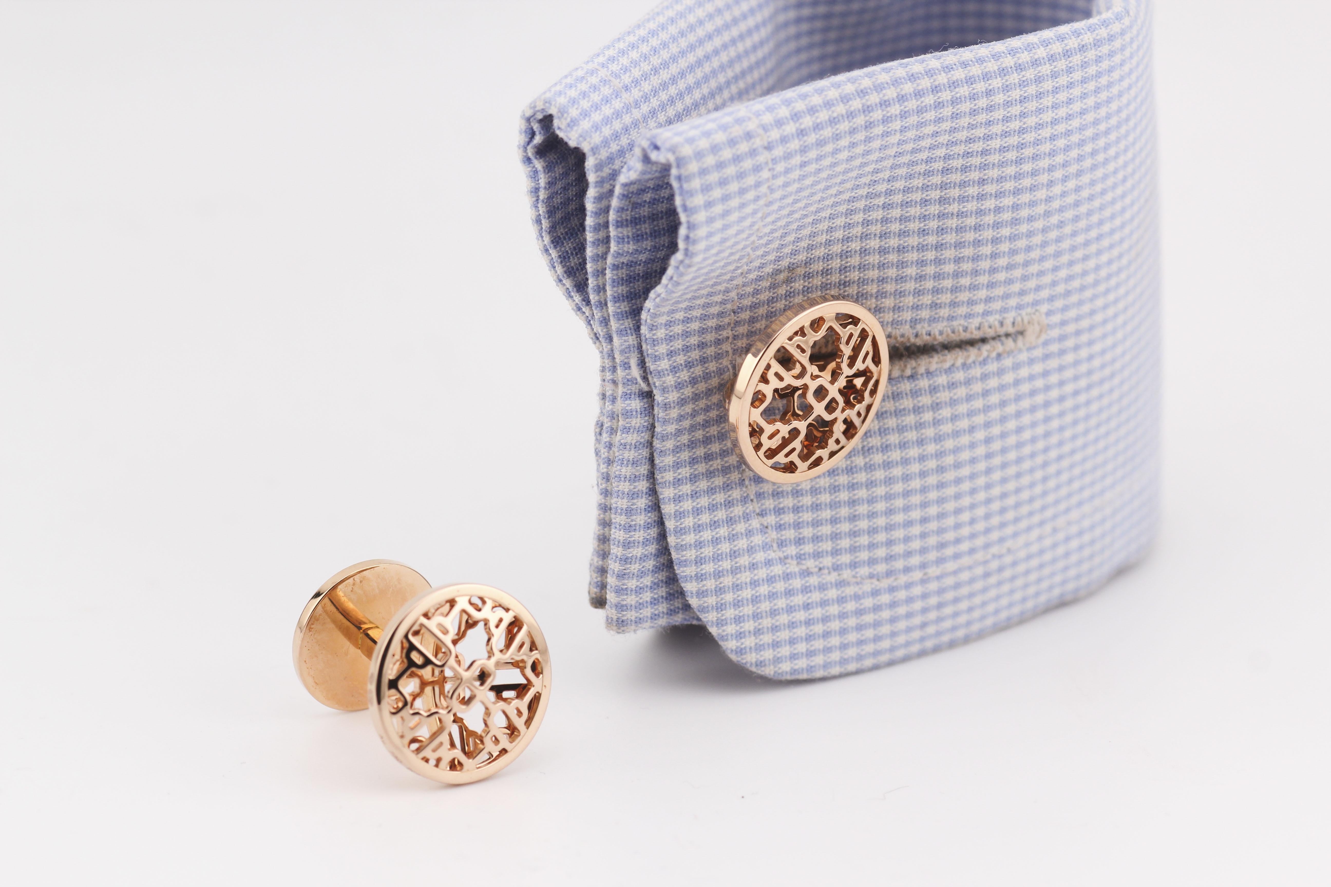 Boutons de manchette Hermes Chaine D'Ancre Or Rose 18k en vente 4