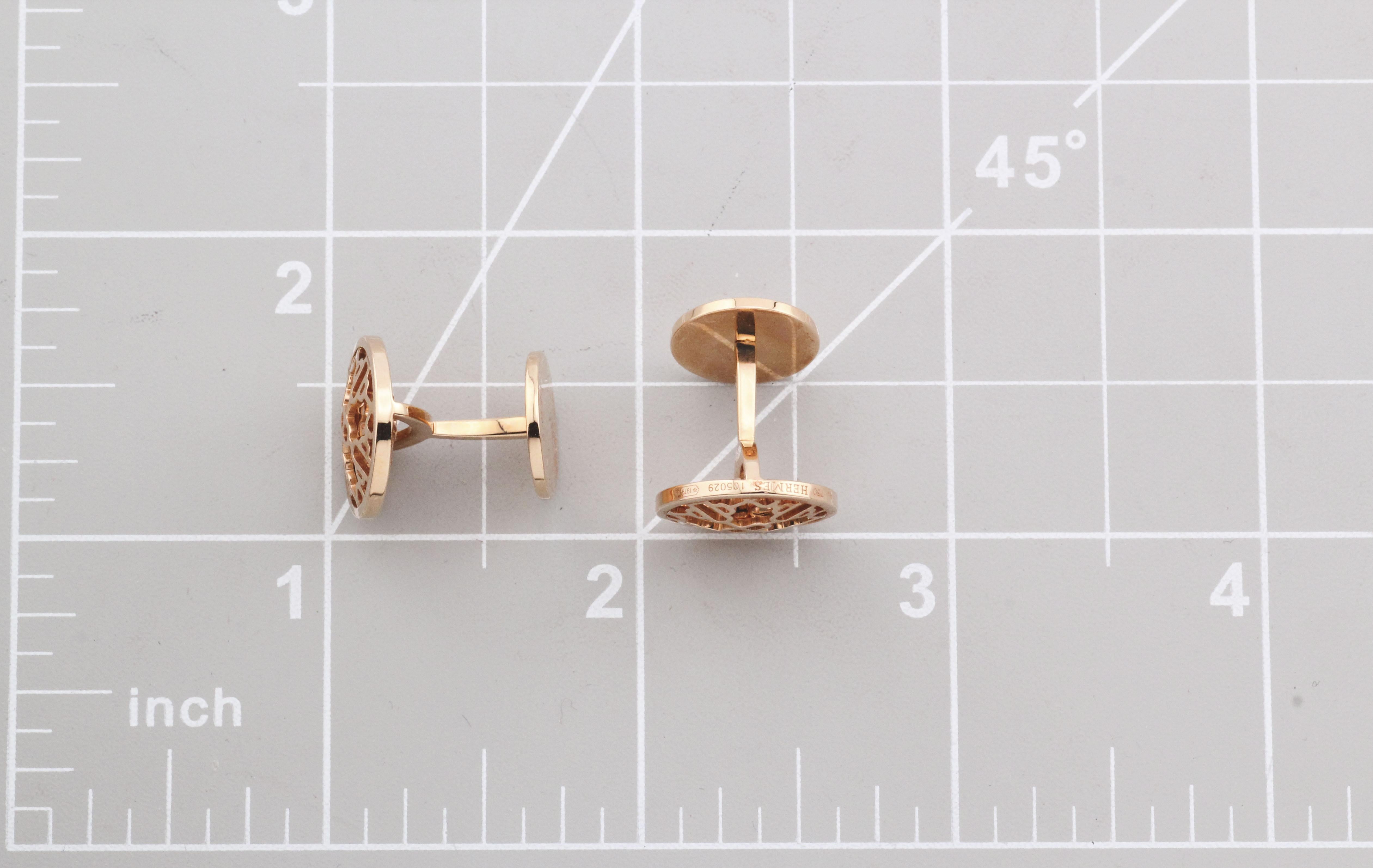 Boutons de manchette Hermes Chaine D'Ancre Or Rose 18k en vente 5