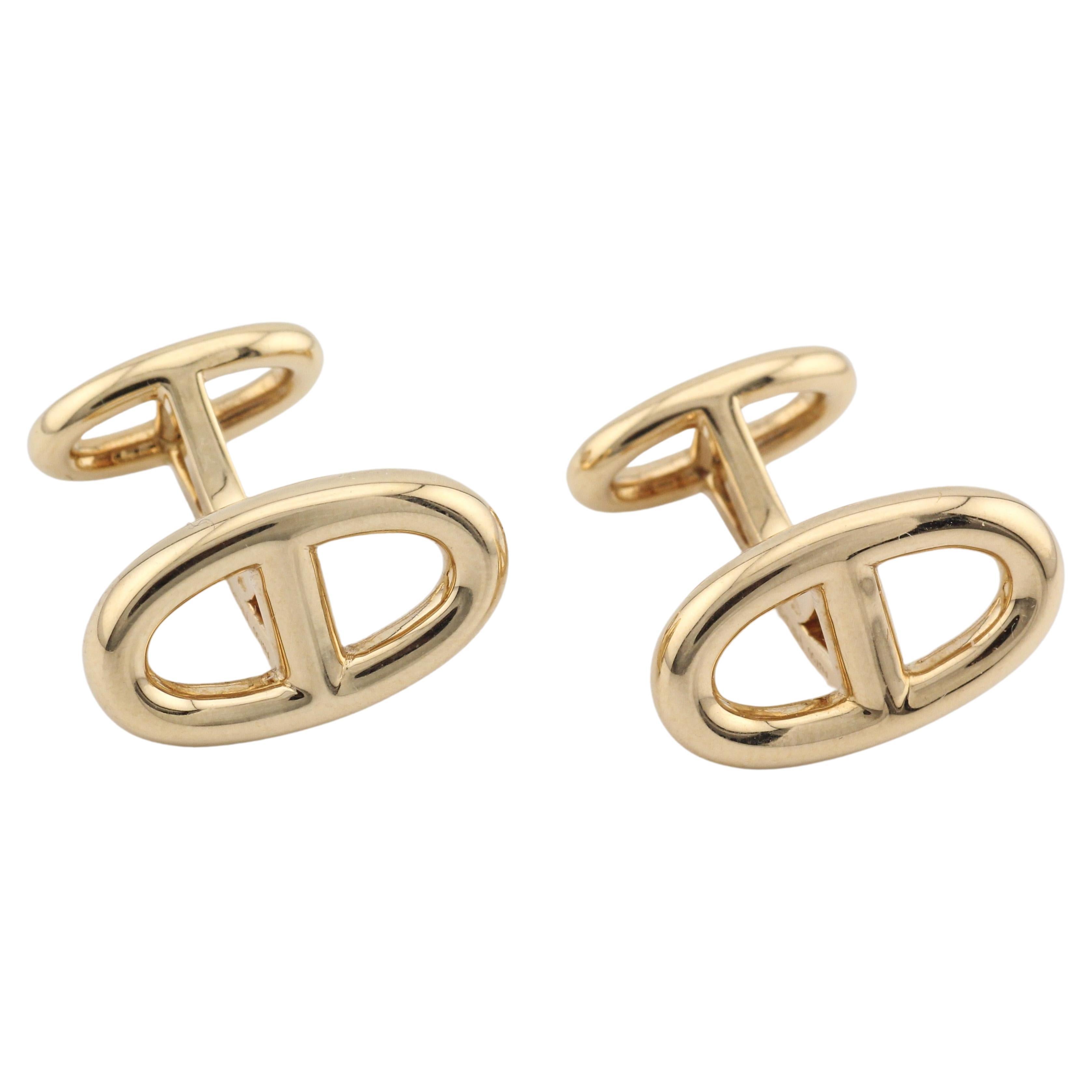 Hermes Chaine D'Ancre 18K Rose Gold Cufflinks For Sale