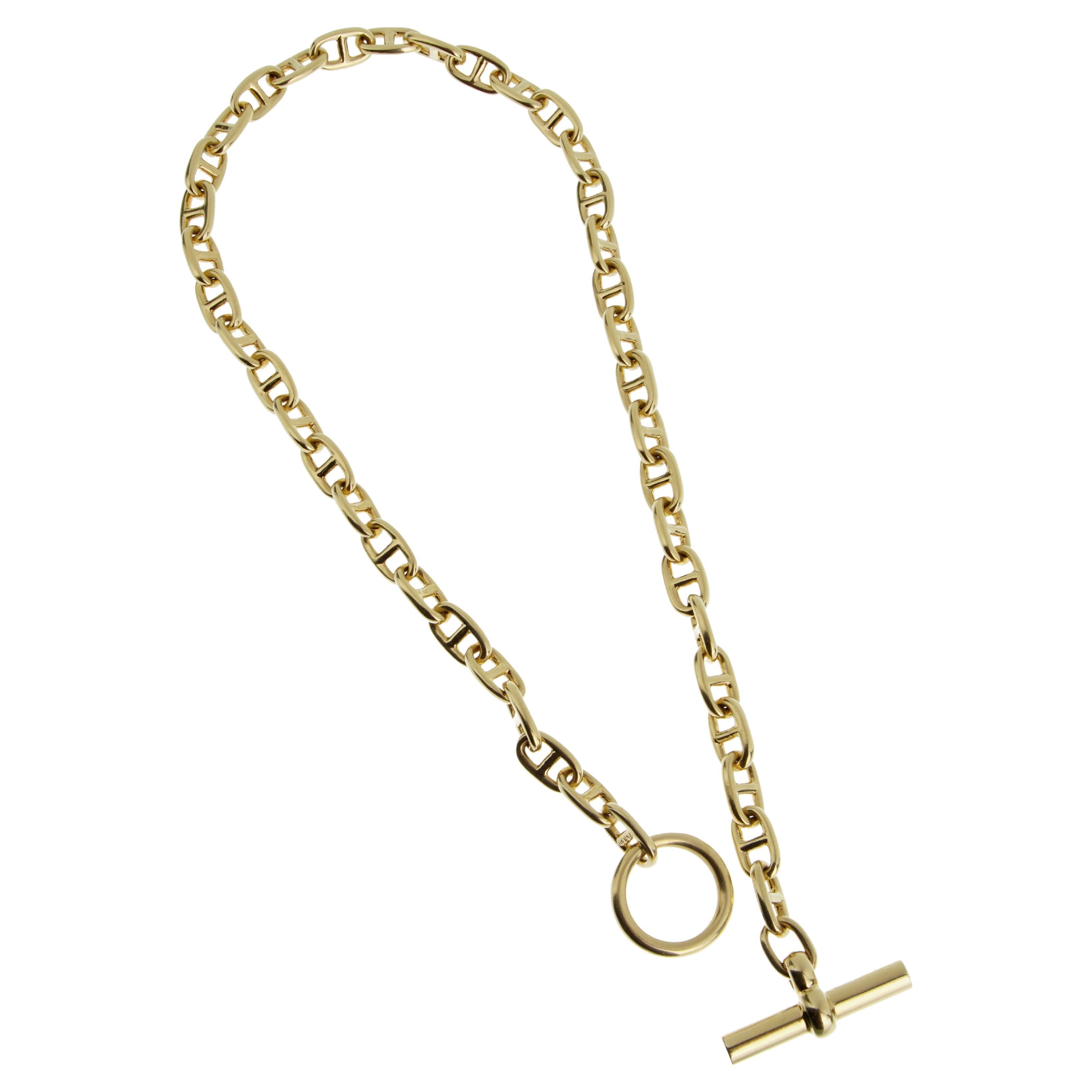 Hermes Chaine d'Ancre 1960s Yellow Gold Toggle Necklace For Sale