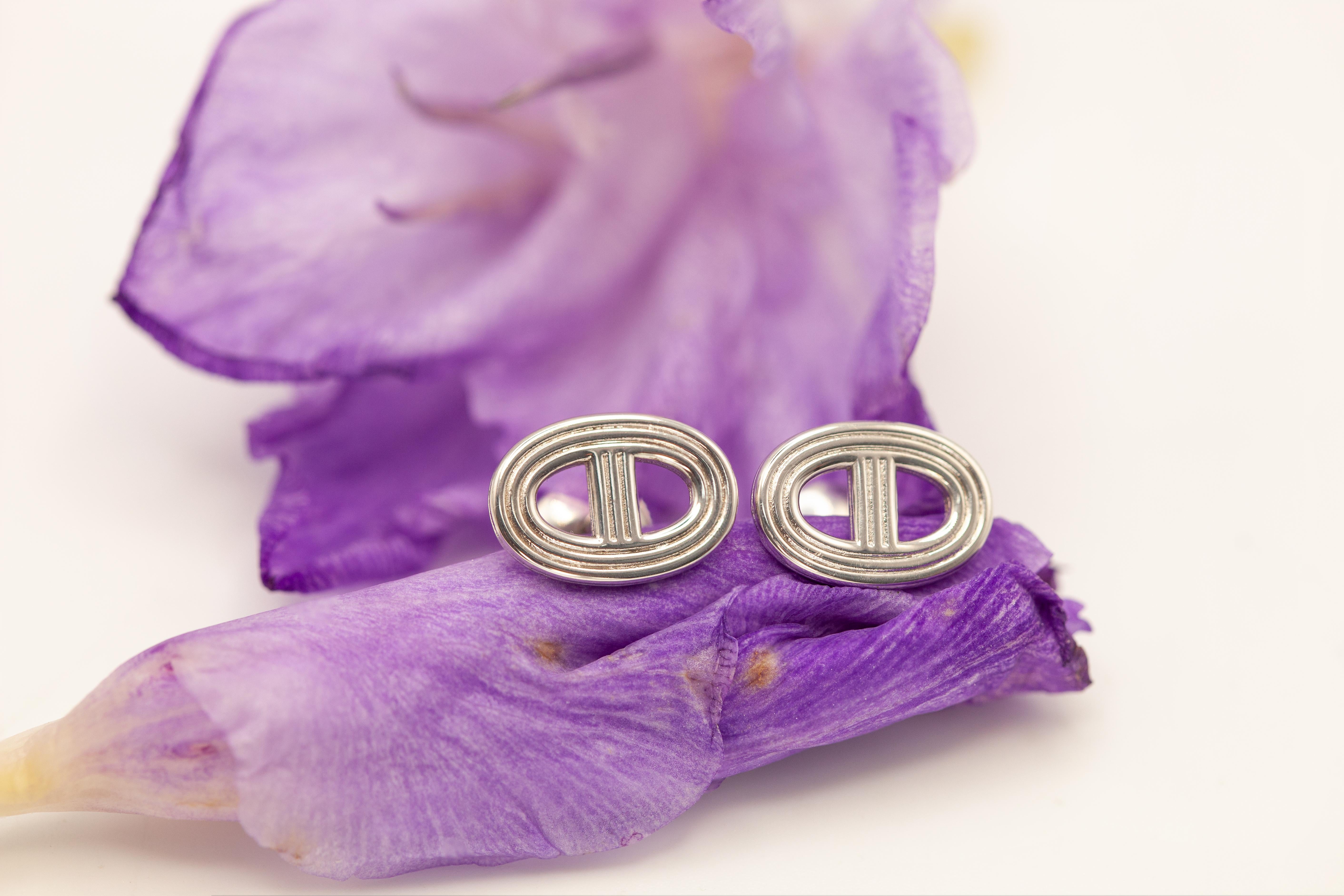 Pendientes Hermès Chaine d'Ancre 24 de plata de ley en Excelente Estado en New York, NY