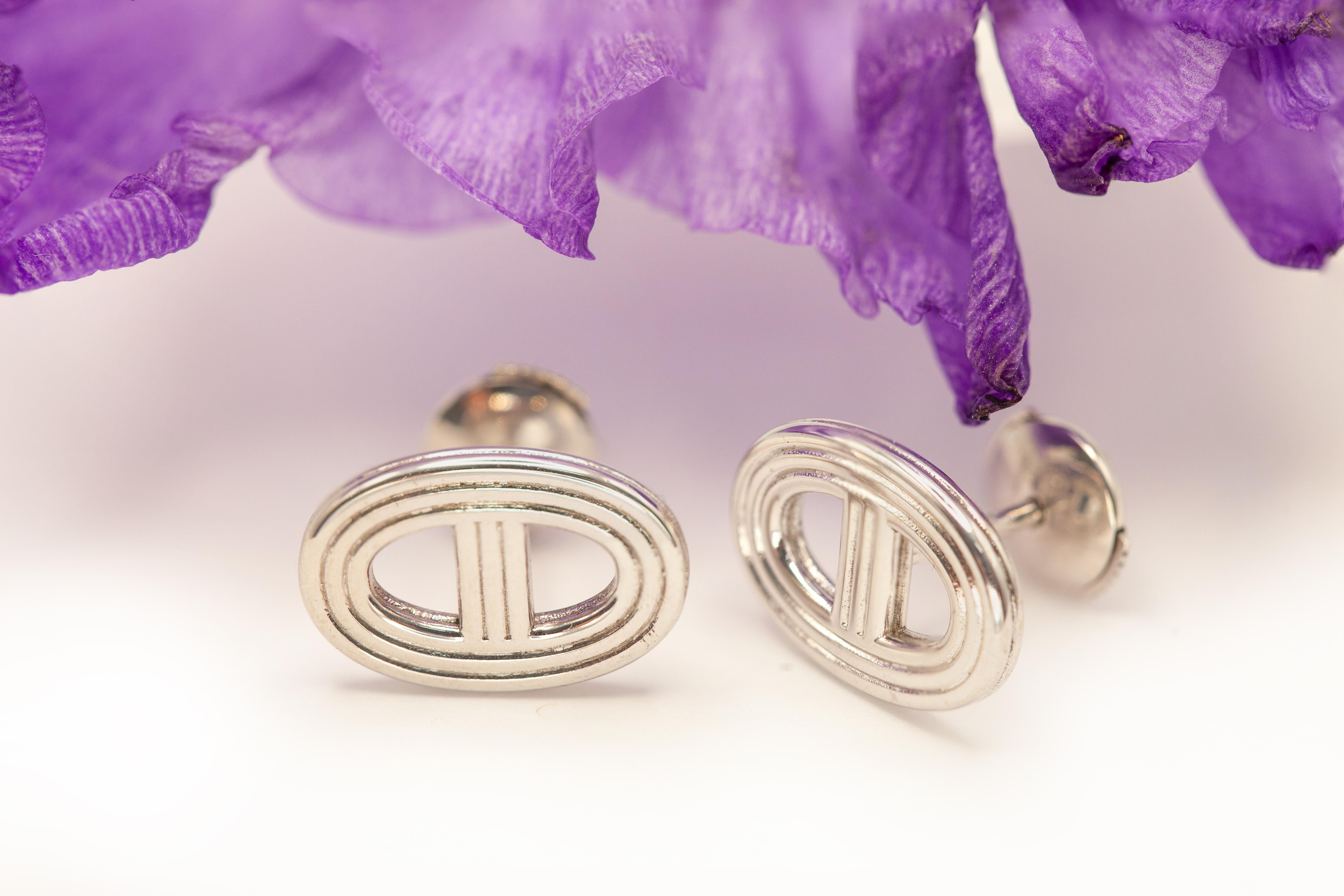 Pendientes Hermès Chaine d'Ancre 24 de plata de ley 1