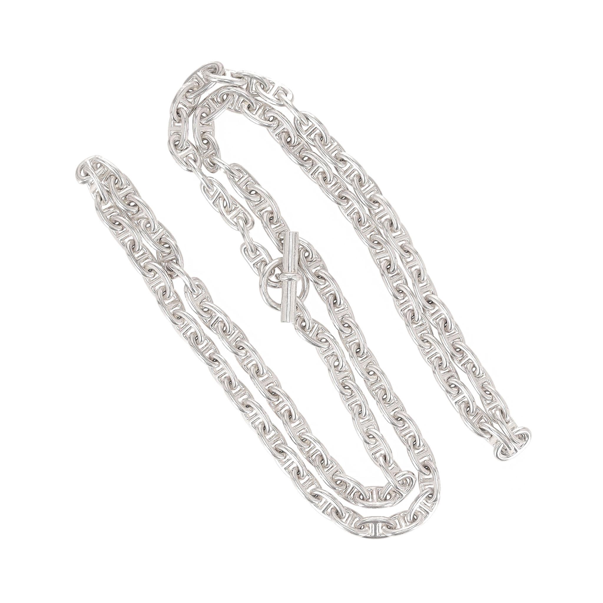 Women's Hermes Chaîne d’Ancre 925 Sterling Silver Large Long Necklace For Sale