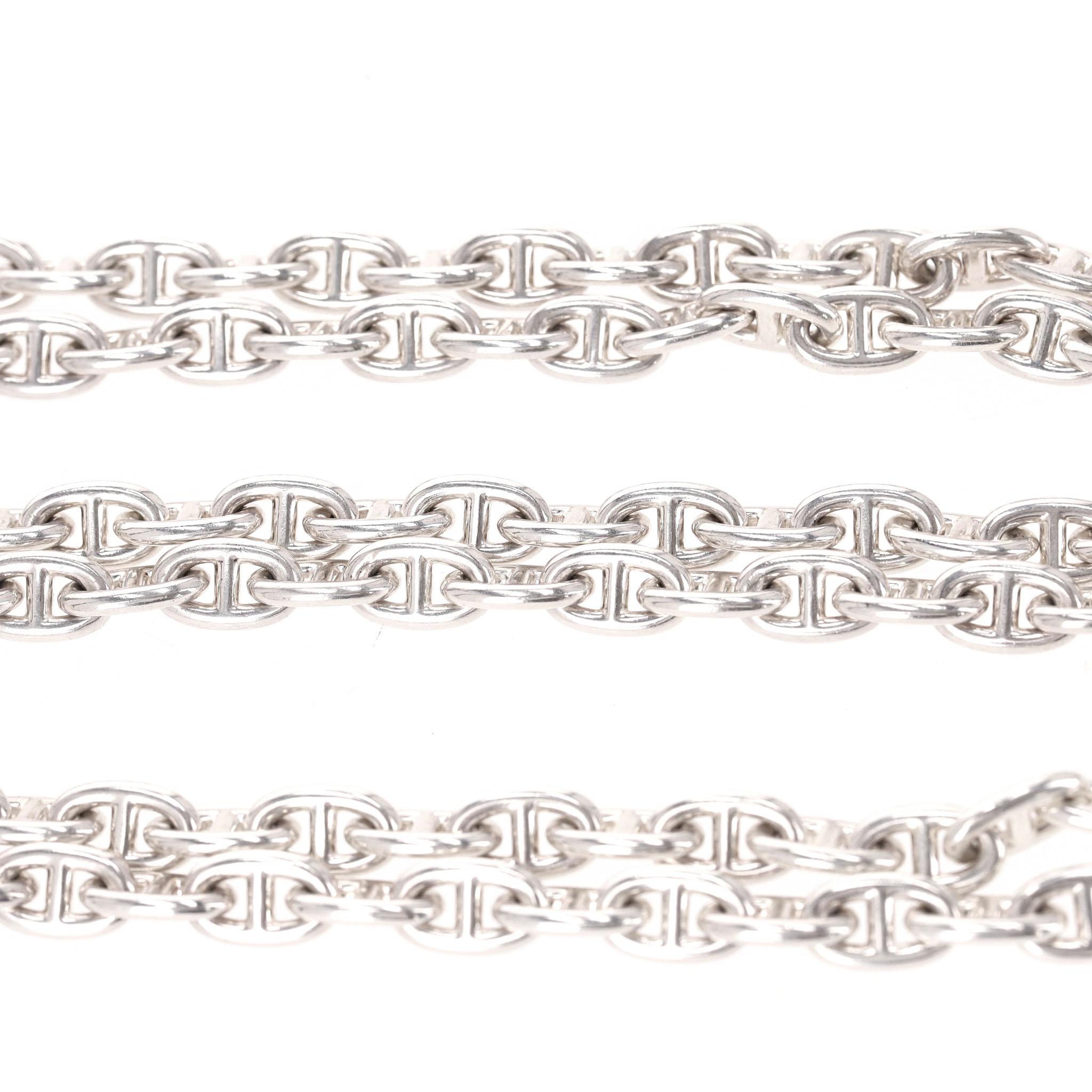 Hermes Chaîne d’Ancre 925 Sterling Silver Large Long Necklace For Sale 3