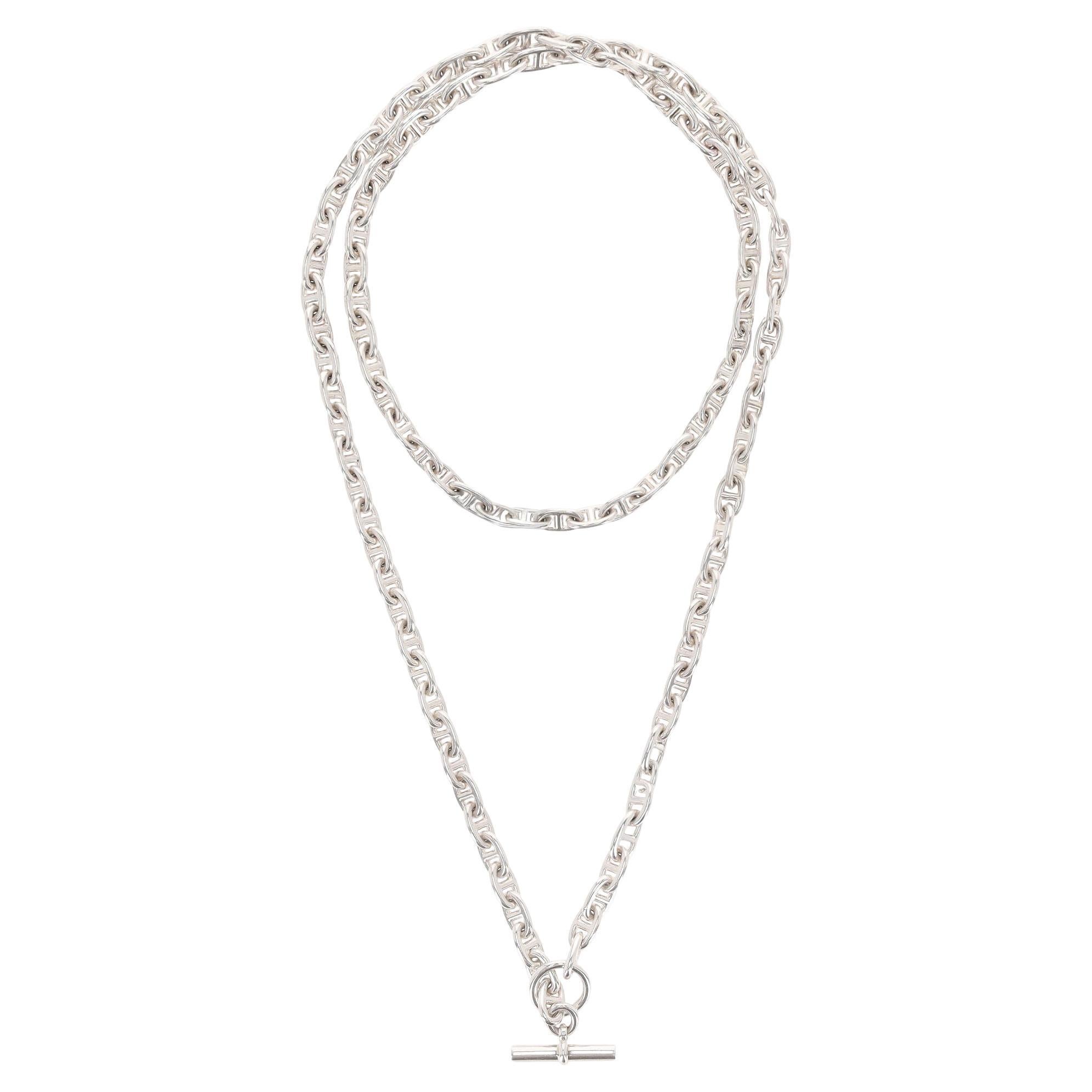 Hermes Chaîne d’Ancre 925 Sterling Silver Large Long Necklace For Sale