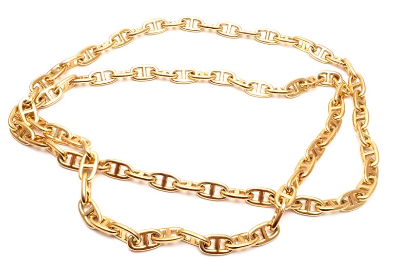 Hermes Chaine d'Ancre Anchors Yellow Gold Link Chain Necklace at