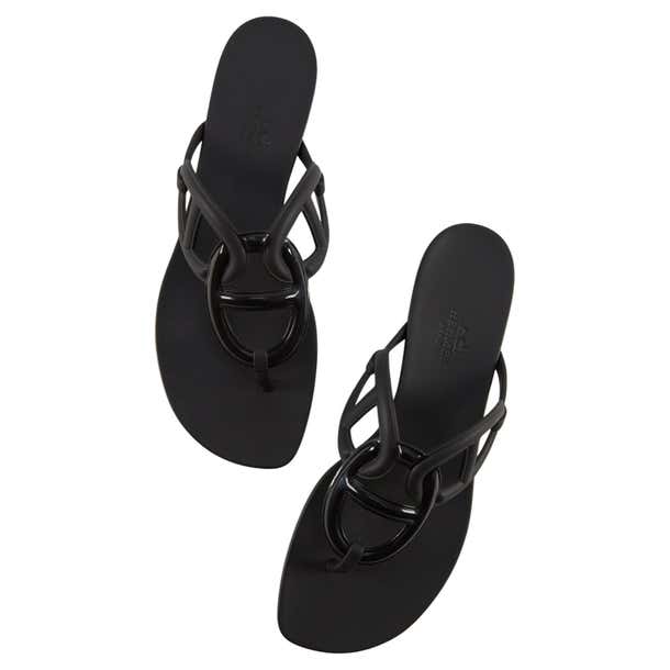 HERMÈS CHAINE D'ANCRE BEACH SANDALS Black - Size 38 For Sale at 1stDibs