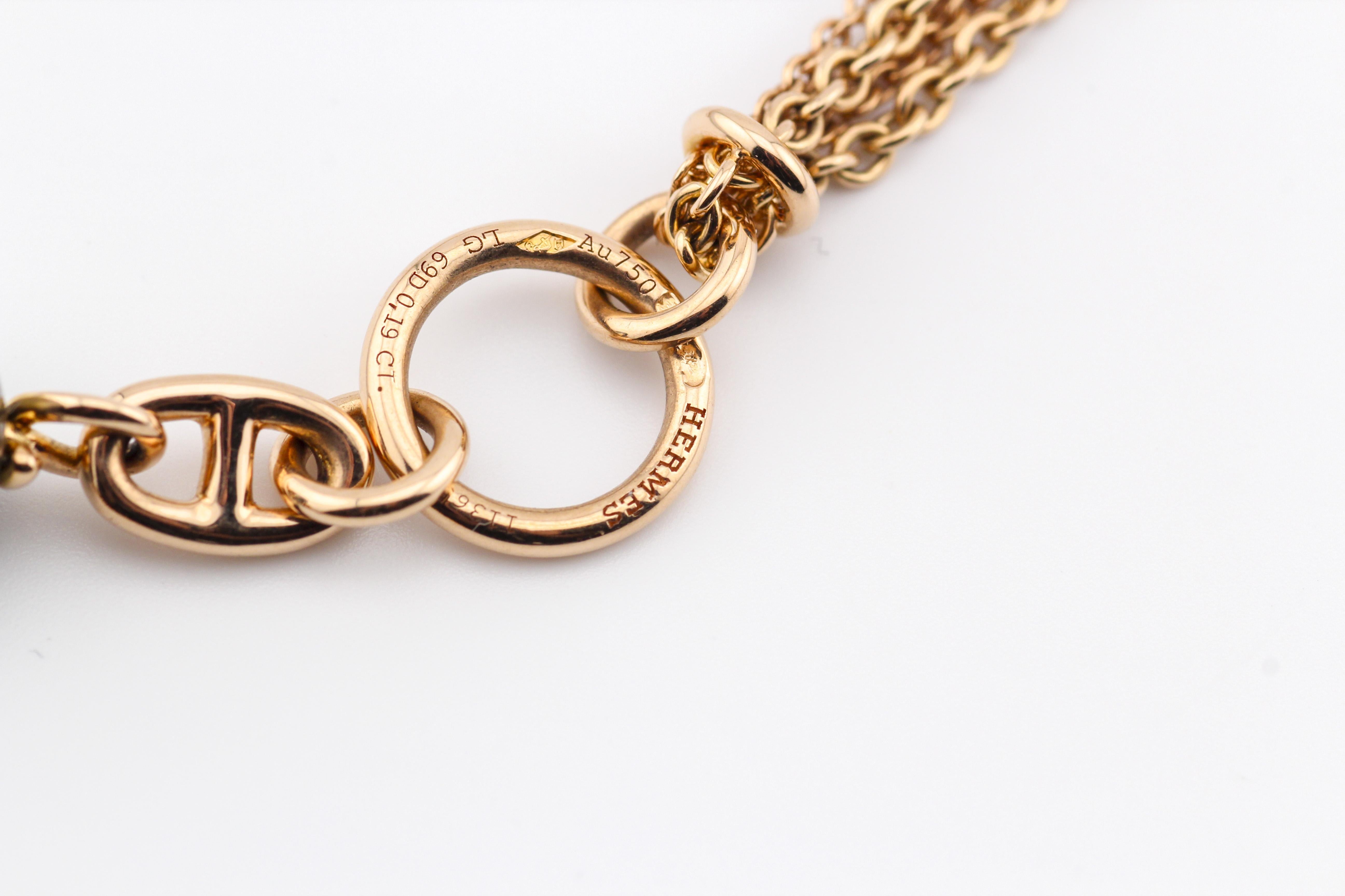 Women's Hermes Chaine D'Ancre Black Pearl Diamond 18k Rose Gold Sautoir Tassel Necklace For Sale