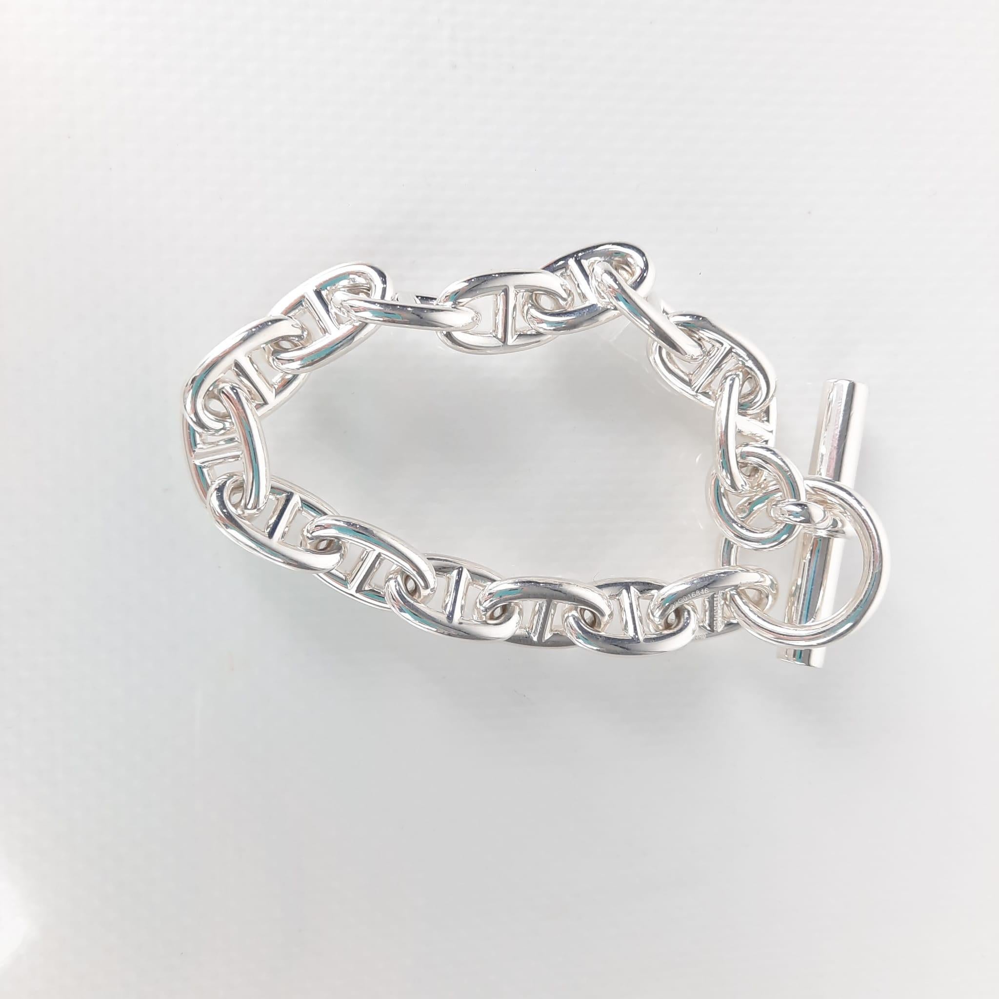 Hermes Chaine d'Ancre bracelet, large size 12 Silver 925/1000  In New Condition In Nicosia, CY