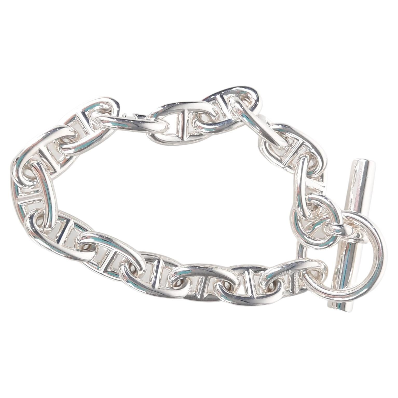 Hermes Chaine d'Ancre bracelet, large size 12 Silver 925/1000 at 1stDibs