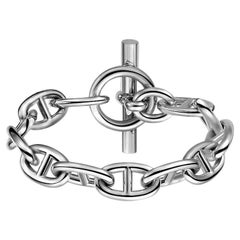 Bracelet Hermès Chaine d'ancre, très grand modèle en argent taille 10