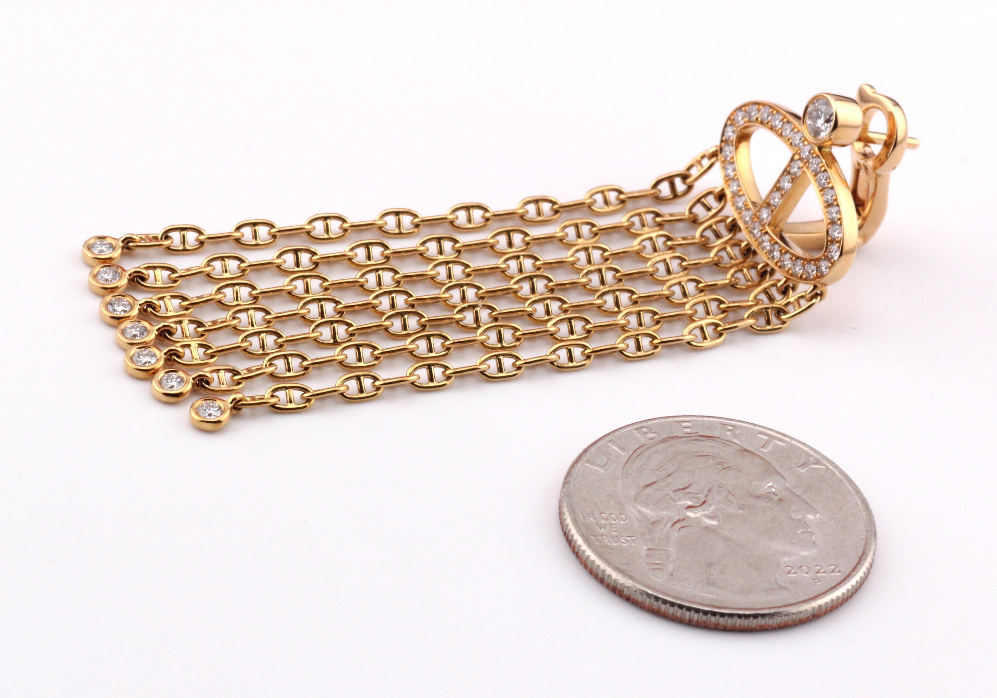 HERMES Chaine D'Ancre Calypso Große Ohrringe mit Fransen und Diamanten aus 18k Gold 5