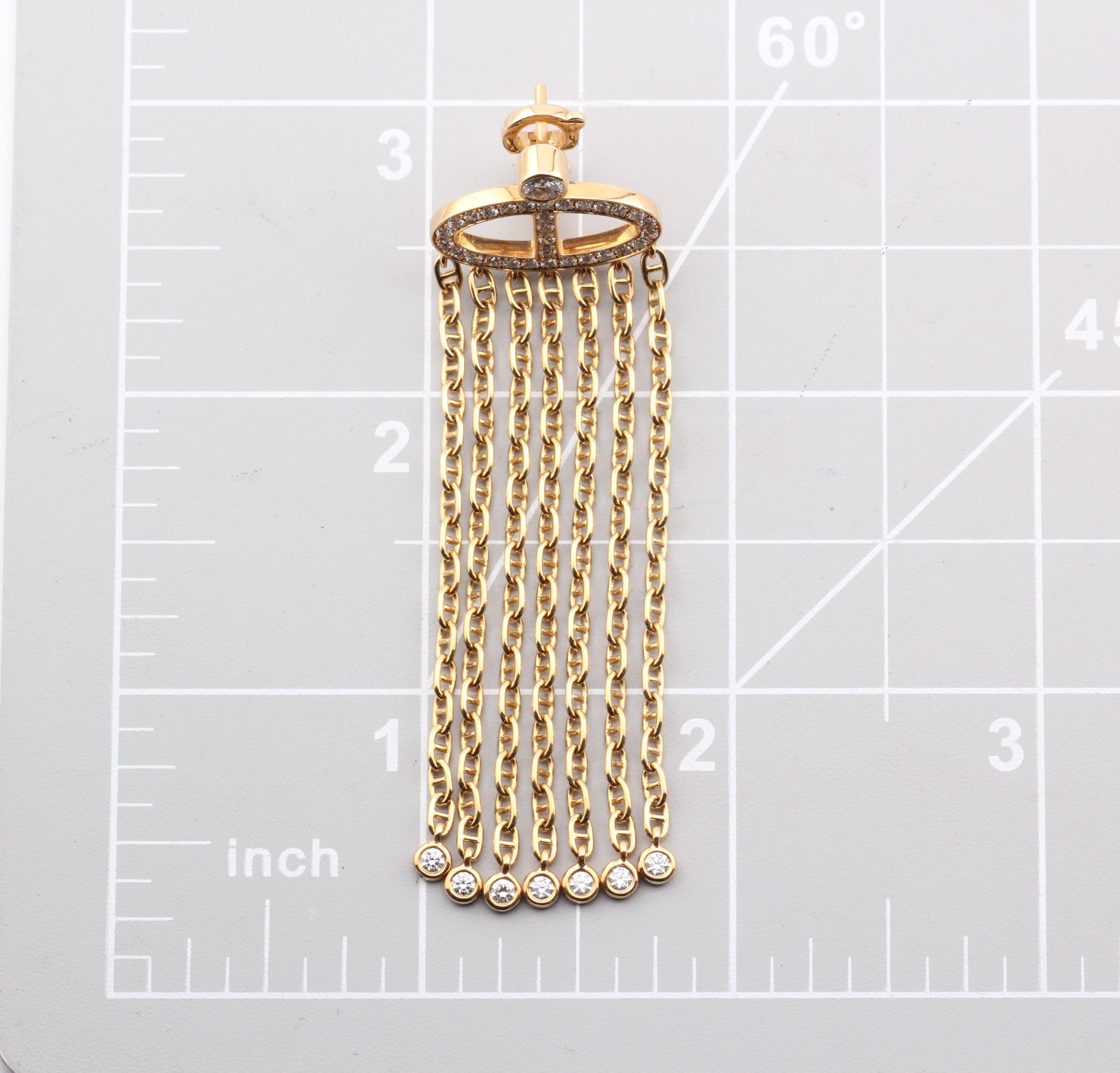 HERMES Chaine D'Ancre Calypso Große Ohrringe mit Fransen und Diamanten aus 18k Gold 6