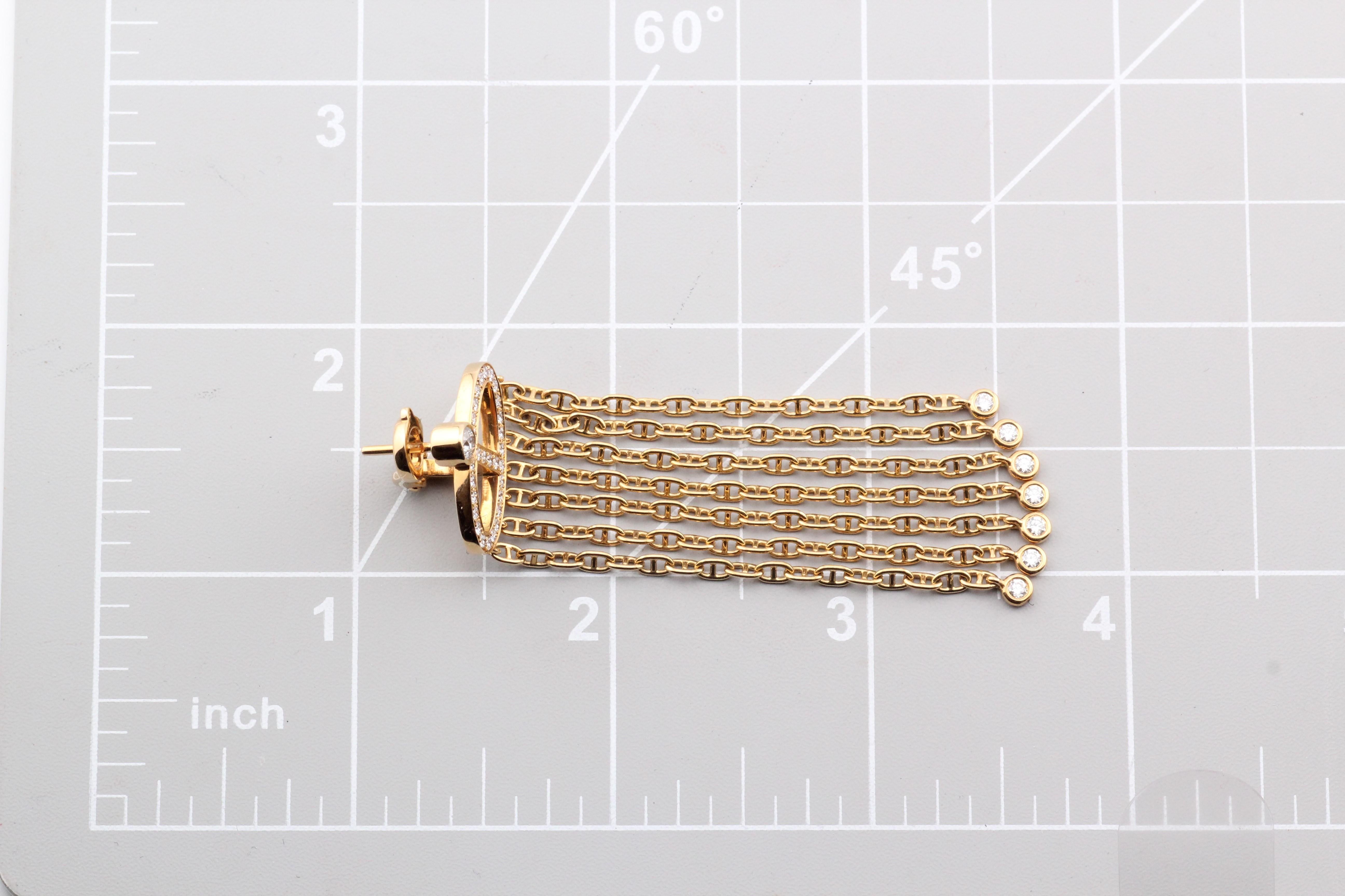 HERMES Chaine D'Ancre Calypso Große Ohrringe mit Fransen und Diamanten aus 18k Gold 7