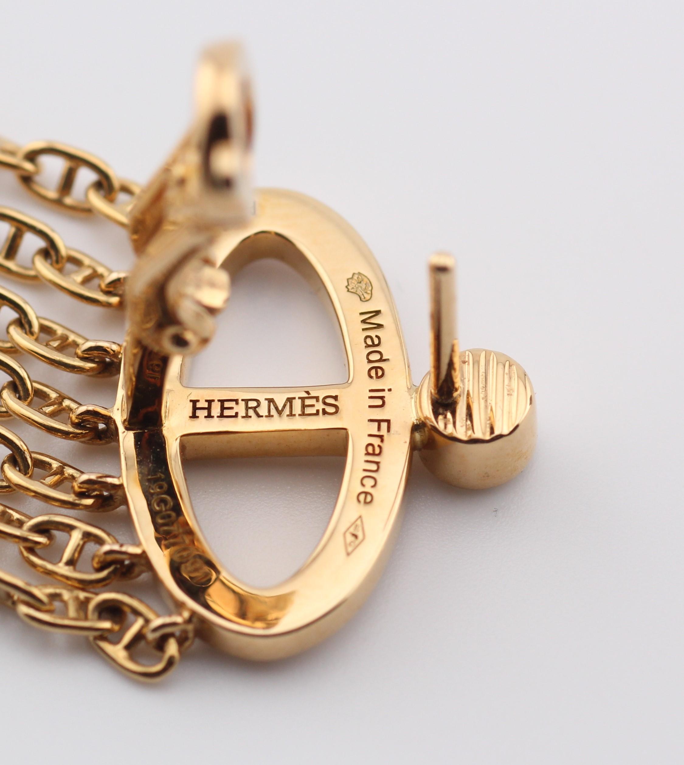 HERMES Chaine D'Ancre Calypso Große Ohrringe mit Fransen und Diamanten aus 18k Gold 1