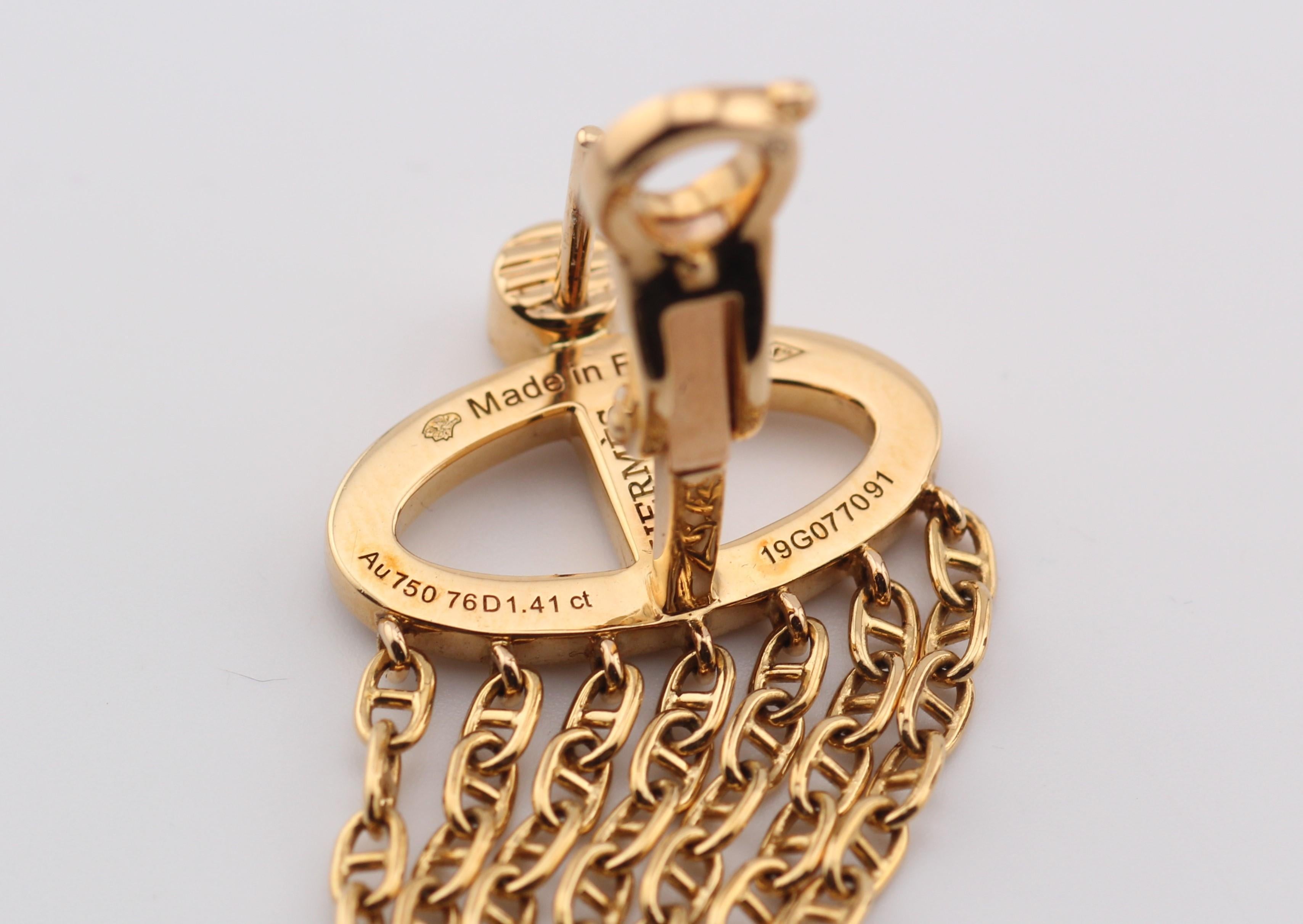 HERMES Chaine D'Ancre Calypso Große Ohrringe mit Fransen und Diamanten aus 18k Gold 3