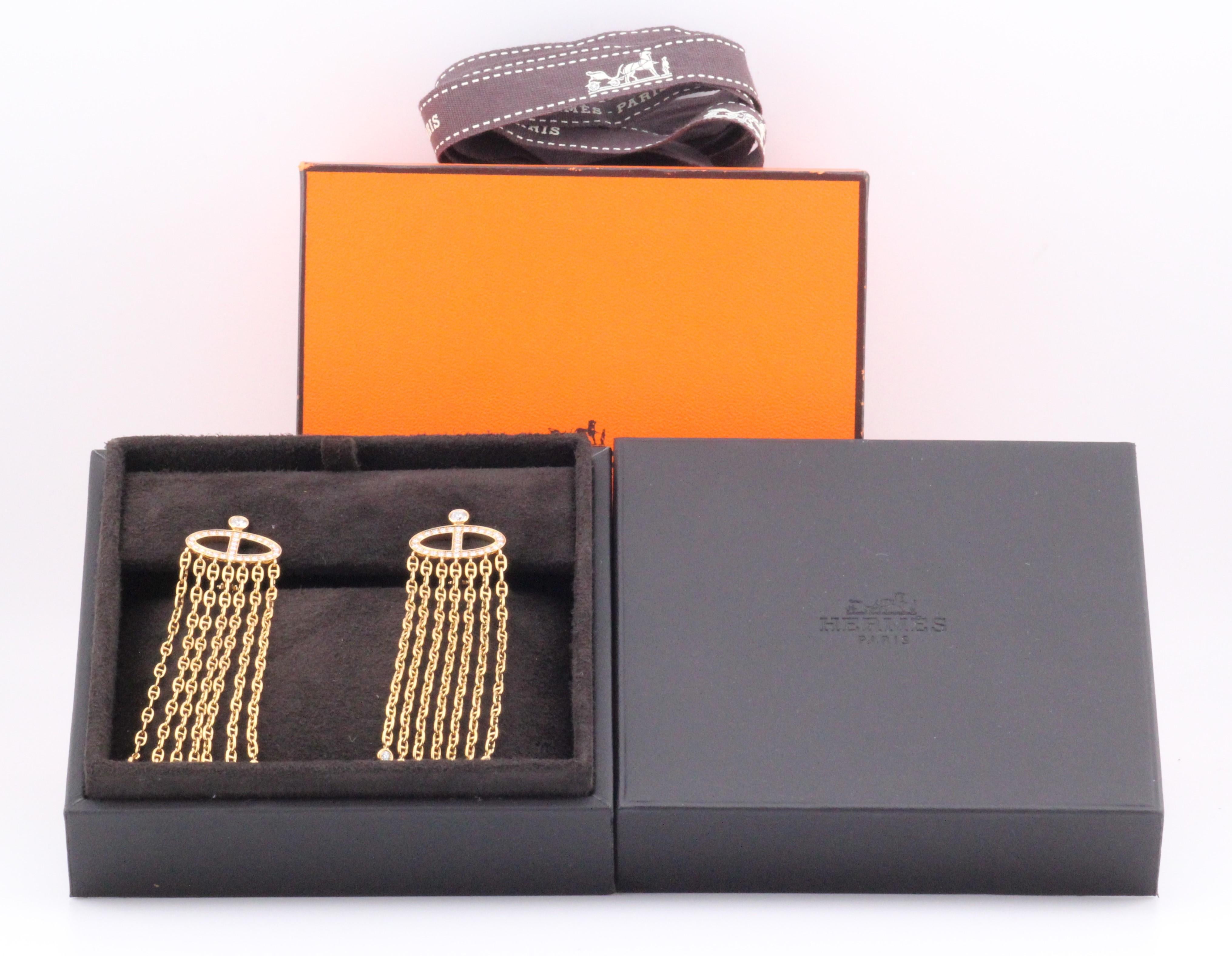 HERMES Chaine D'Ancre Calypso Große Ohrringe mit Fransen und Diamanten aus 18k Gold 4