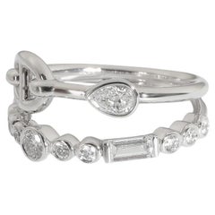 Anello Chaine d'Ancre Chaos di Hermès in oro bianco con diamanti Misura 53