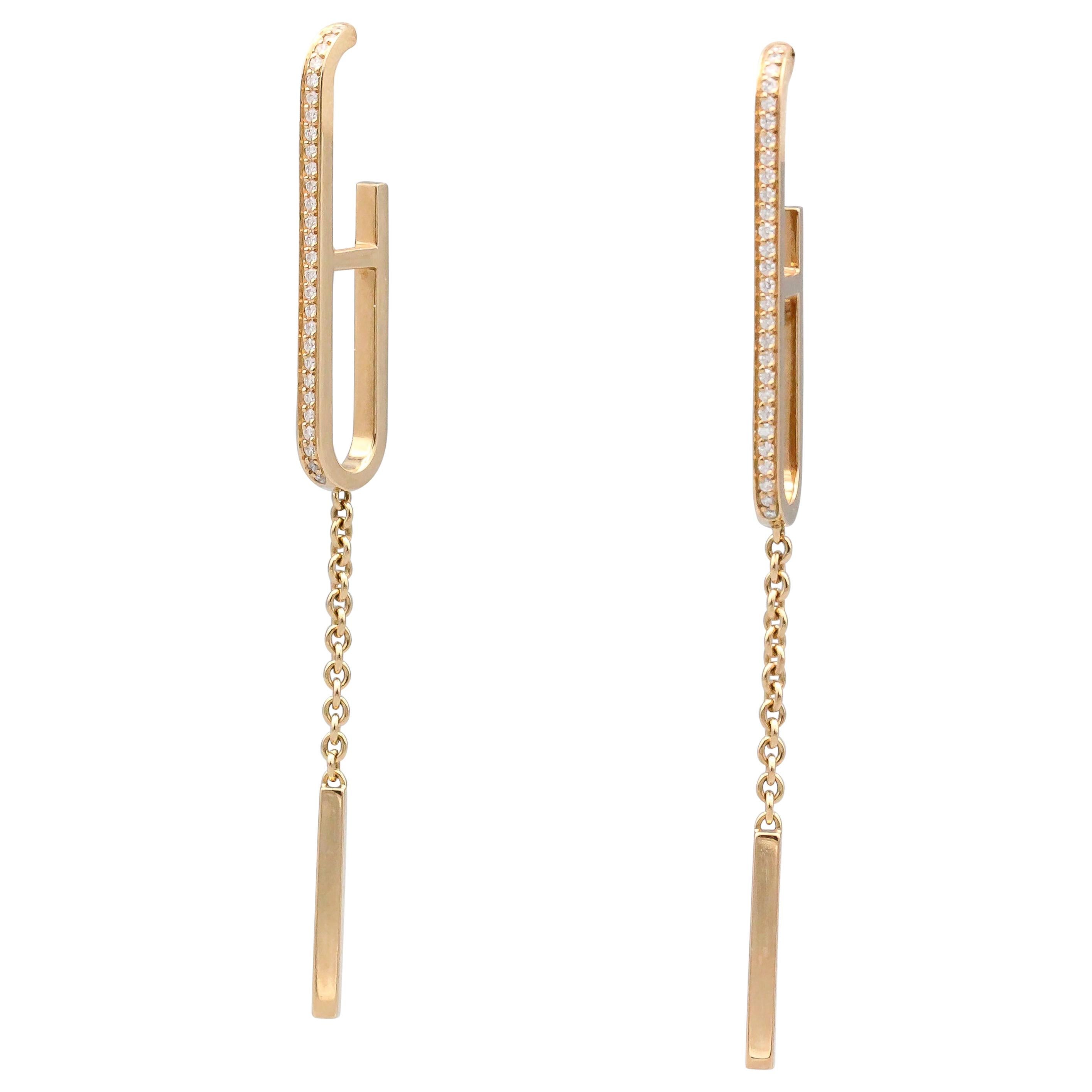 Hermes Chaine D'Ancre Diamond 18 Karat Rose Gold Drop Earrings at ...