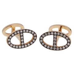 Hermes Chaine d'Ancre Diamant 18k Rose Gold Manschettenknöpfe
