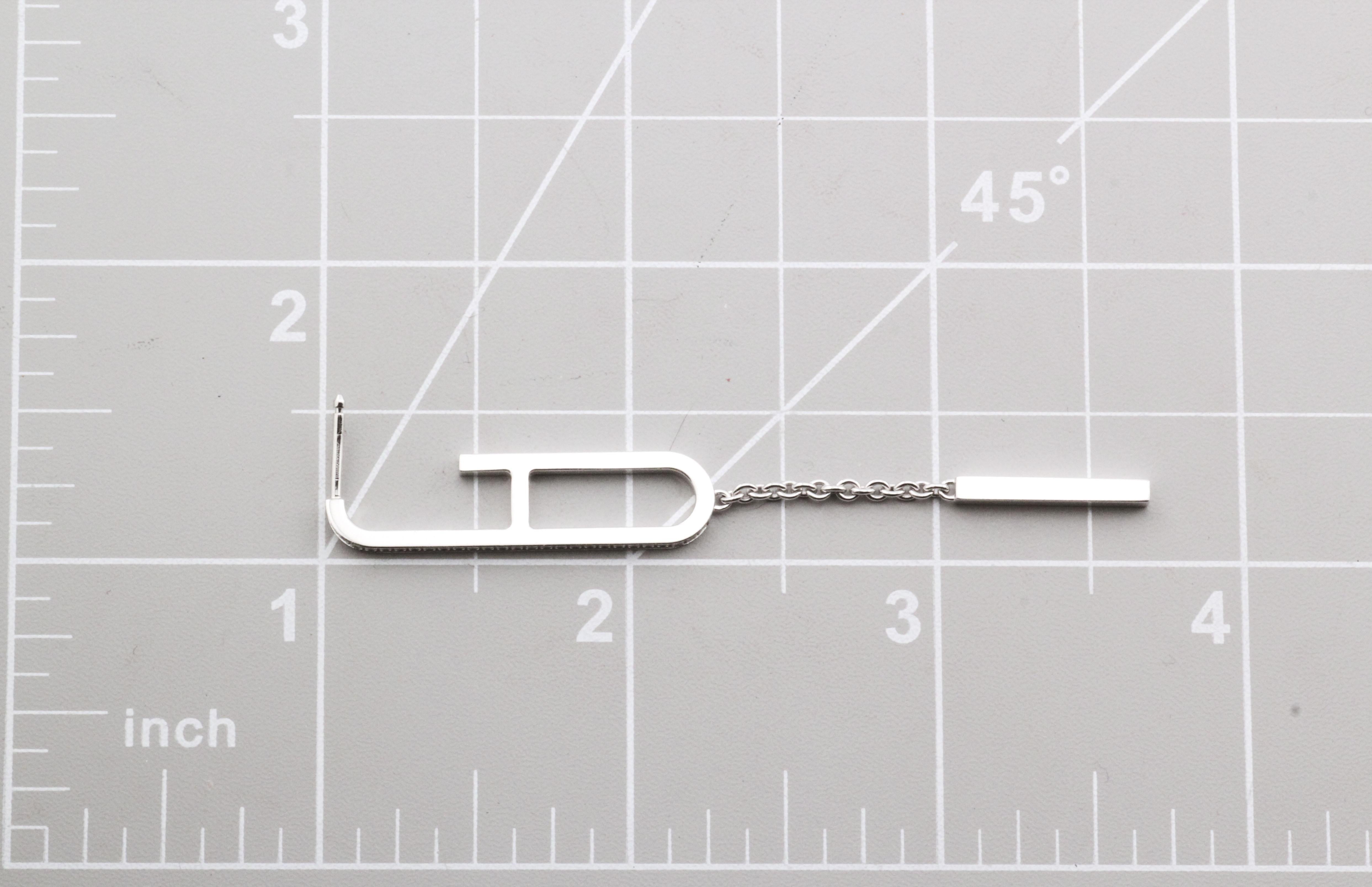 Hermes Chaine D'Ancre Diamond 18K White Gold Dangling Earrings For Sale 2
