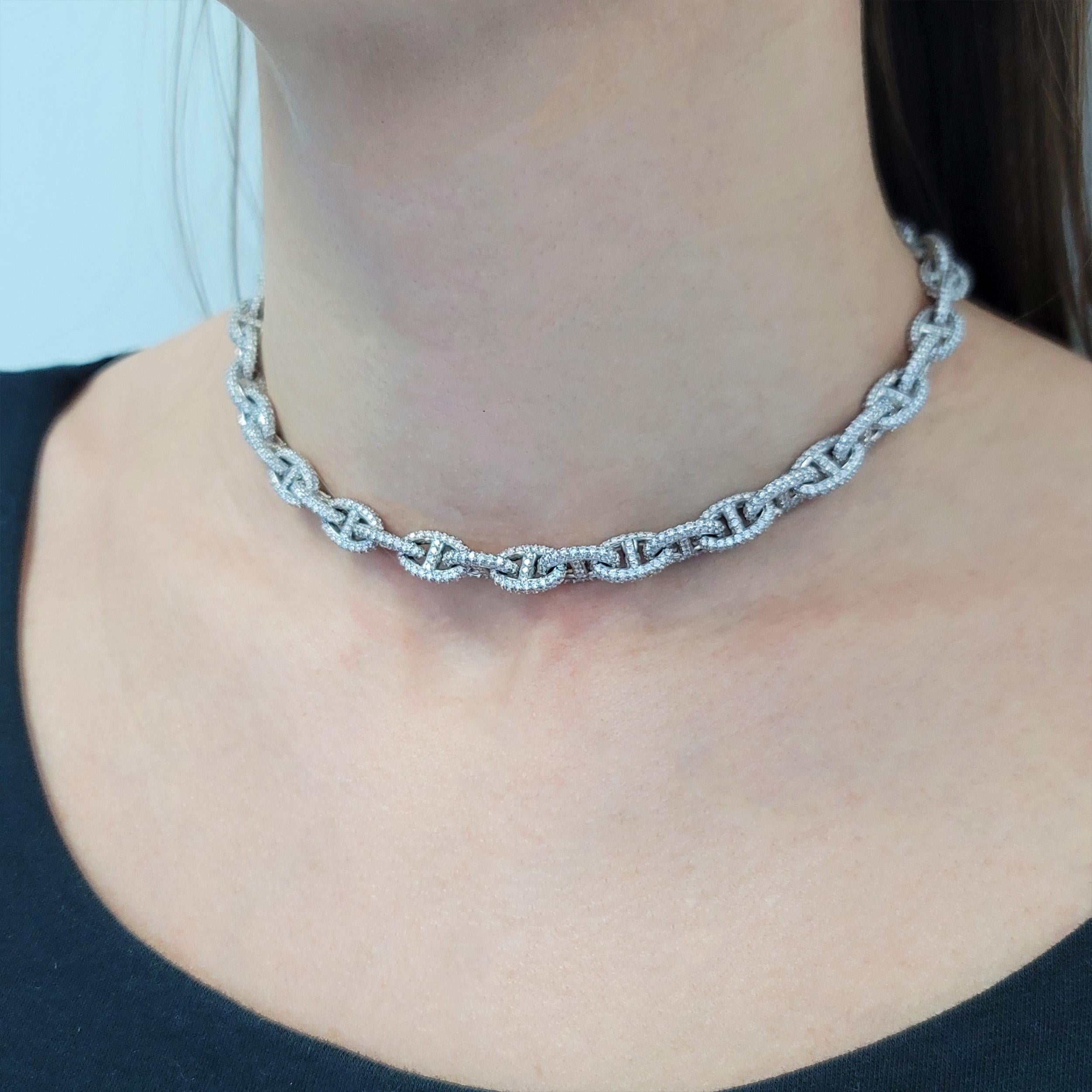 Round Cut Hermes Chaine D’Ancre Diamond  Necklace