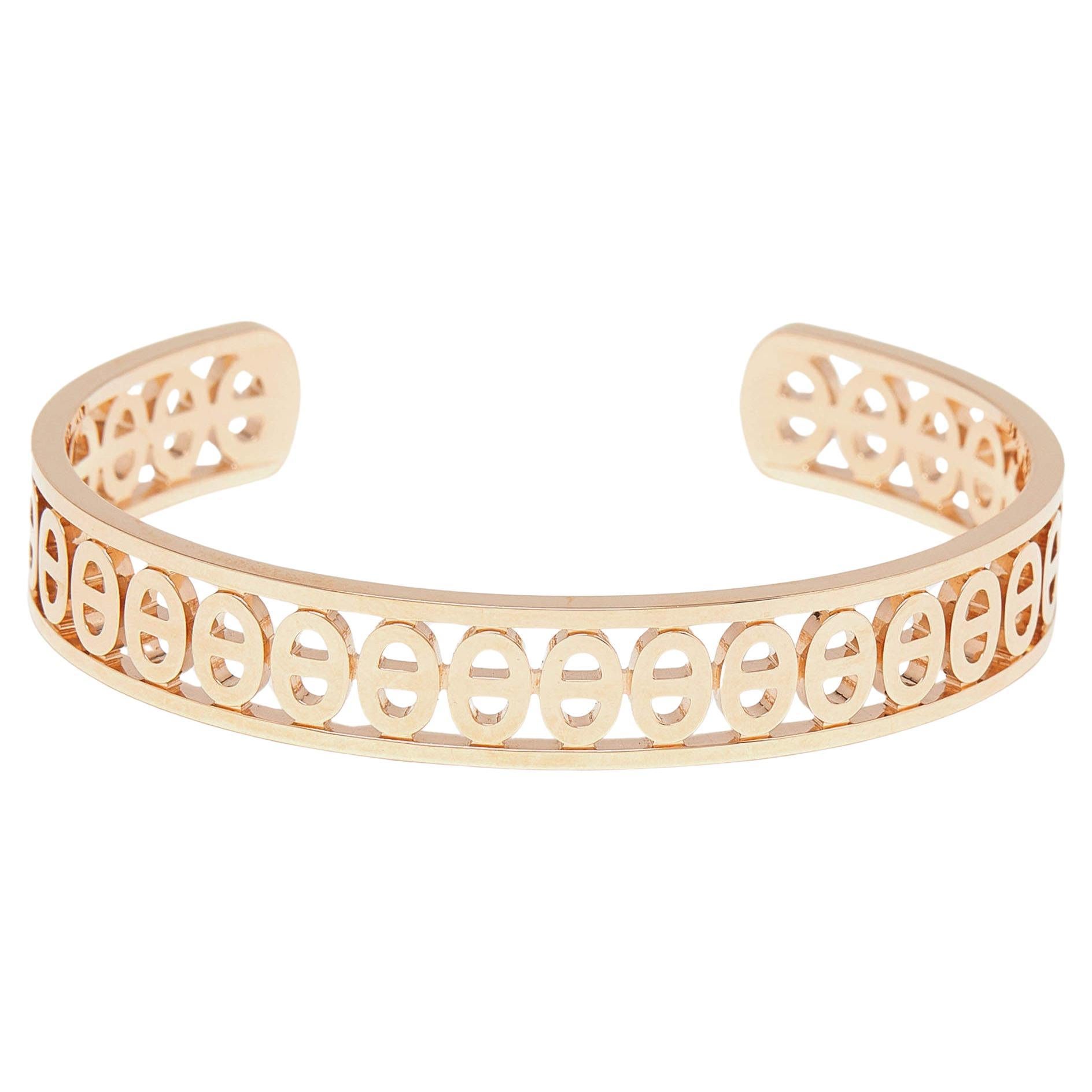 Hermes Chaine D'ancre Divine 18K Rose Gold Small Model Open Cuff Bracelet SH For Sale