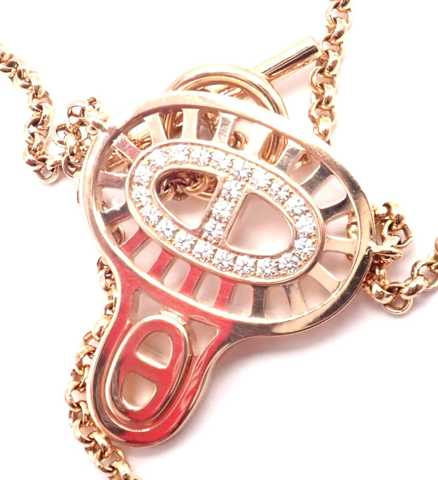 Taglio brillante Collana Hermes Chaine D'ancre Divine Diamond in oro rosa in vendita