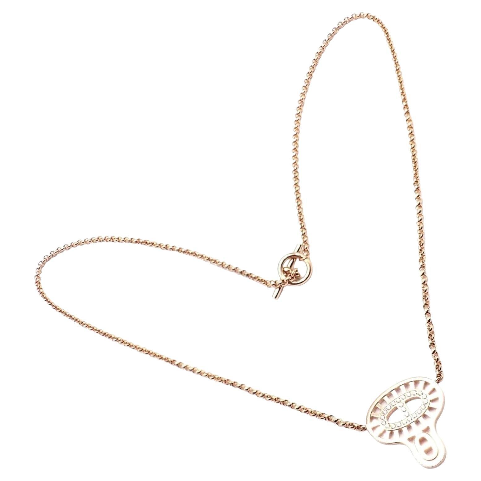 Hermes Chaine D'ancre Divine Diamond Rose Gold Necklace