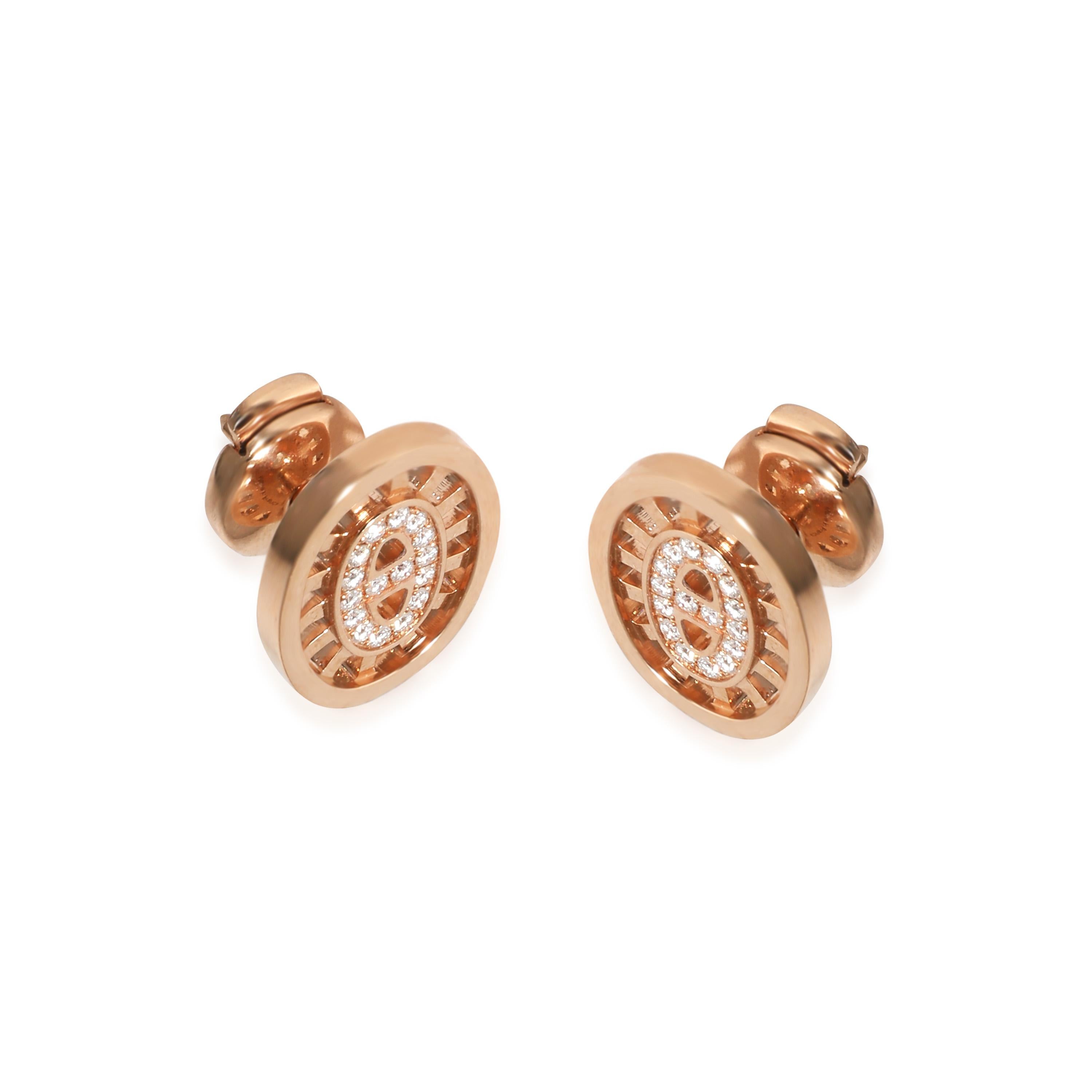 Hermès Chaine d'ancre Divine  Boucles d'oreilles en or rose 18 carats 0,13 carat Excellent état - En vente à New York, NY