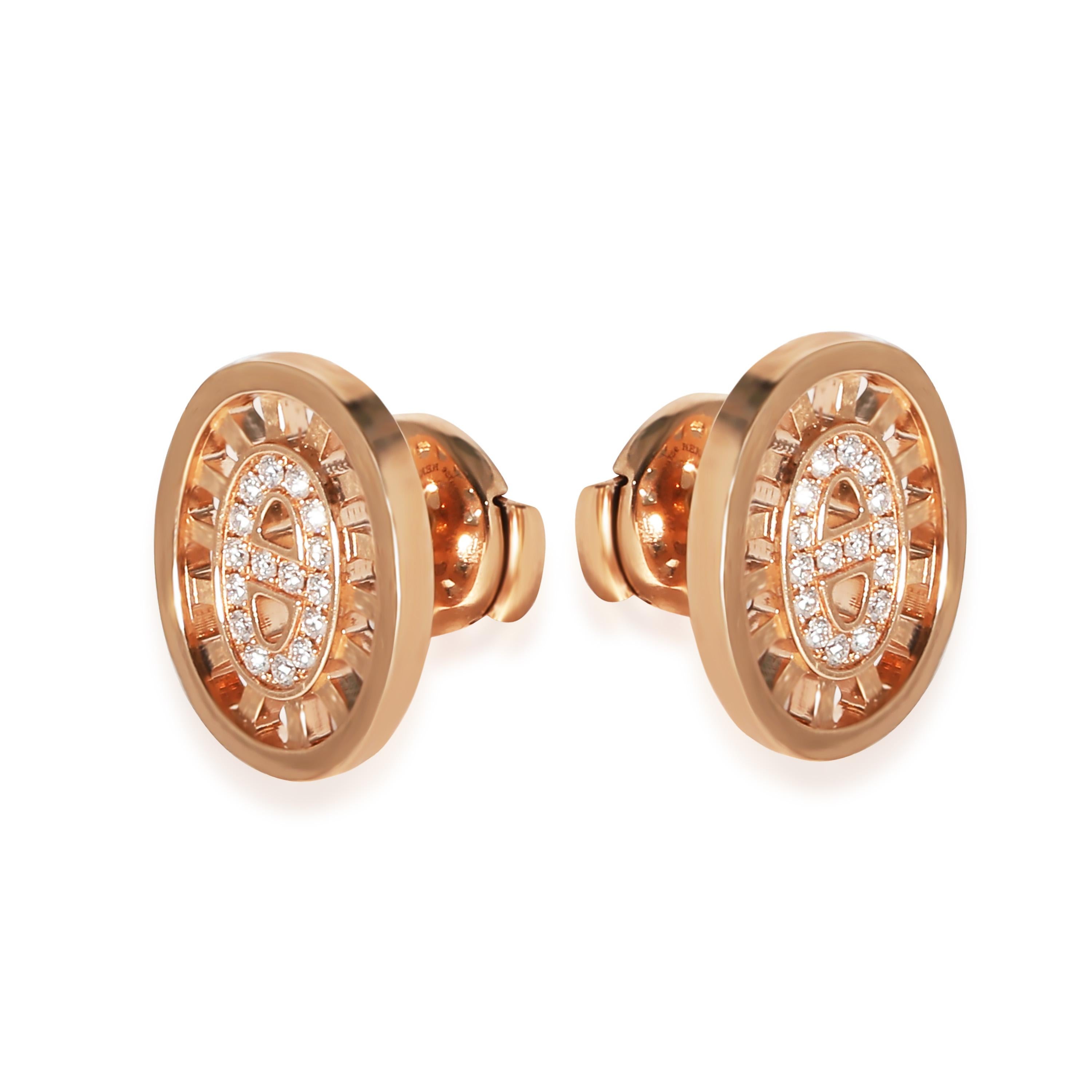 Hermès Chaine d'ancre Divine  Boucles d'oreilles en or rose 18 carats 0,13 carat en vente 1