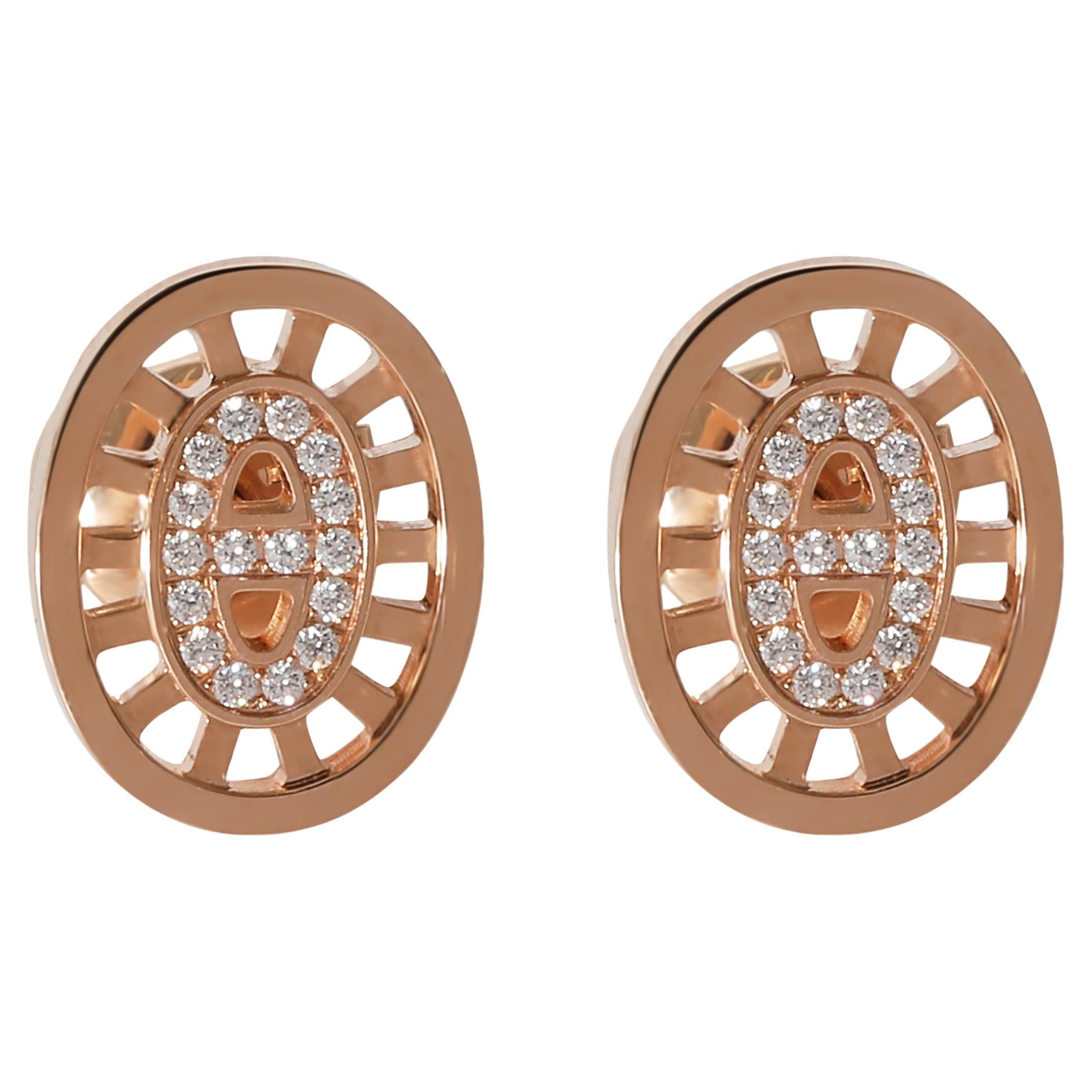 Hermès Chaine d'ancre Divine  Boucles d'oreilles en or rose 18 carats 0,13 carat en vente