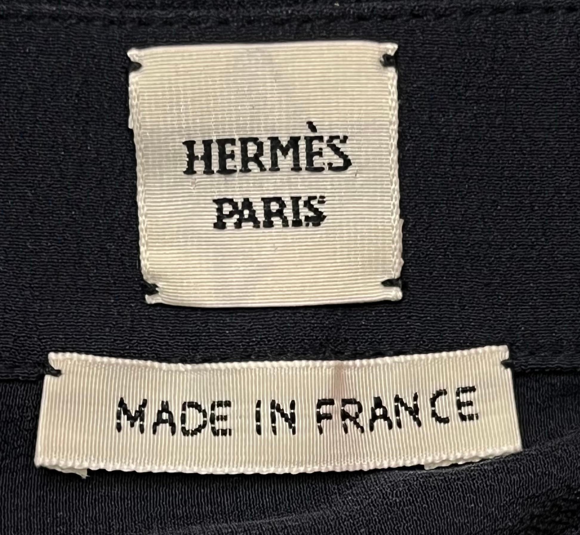 Camicia in seta ricamata Hermes Chaine d'Ancre Navy in vendita 5