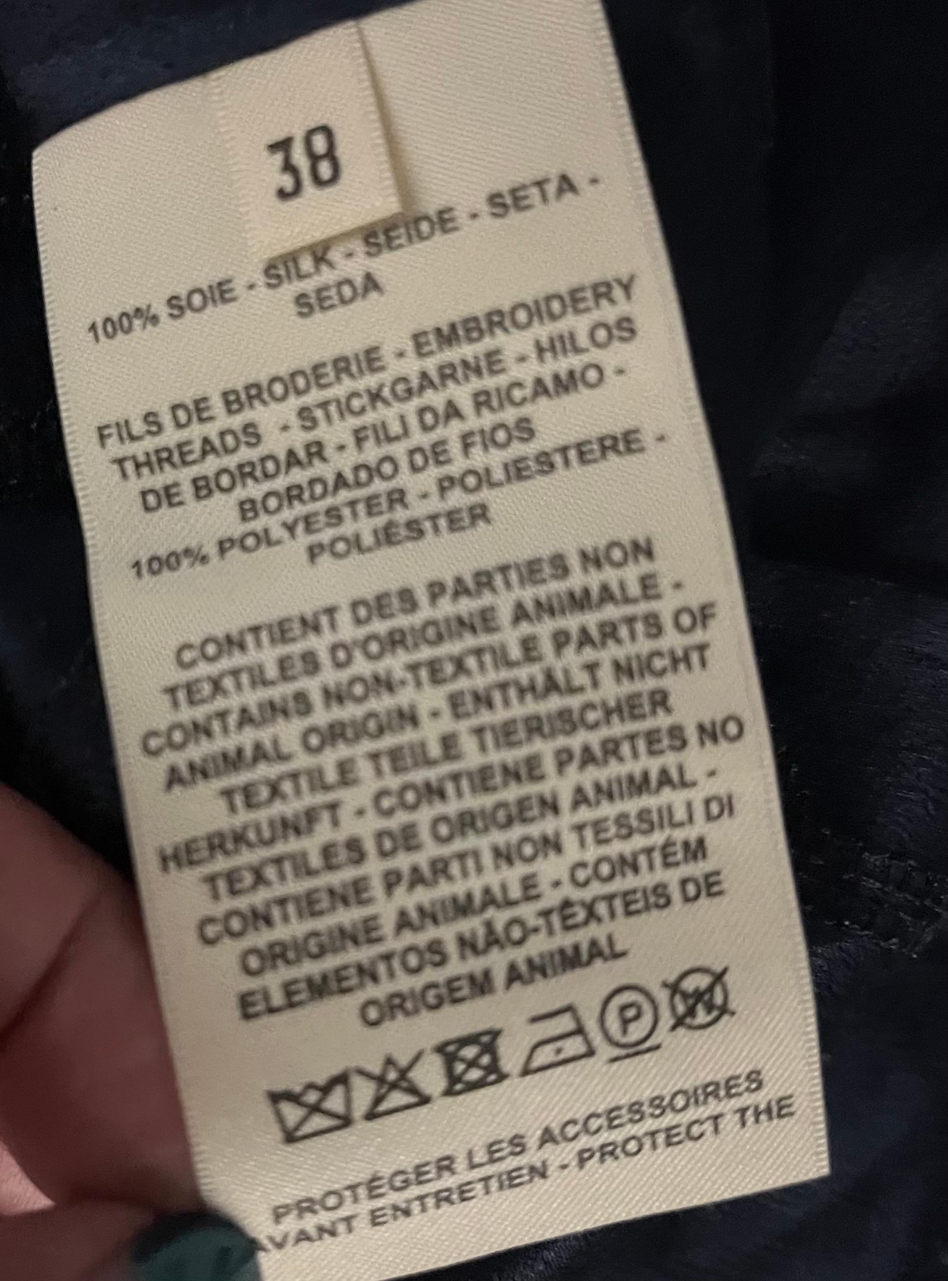 Camicia in seta ricamata Hermes Chaine d'Ancre Navy in vendita 4