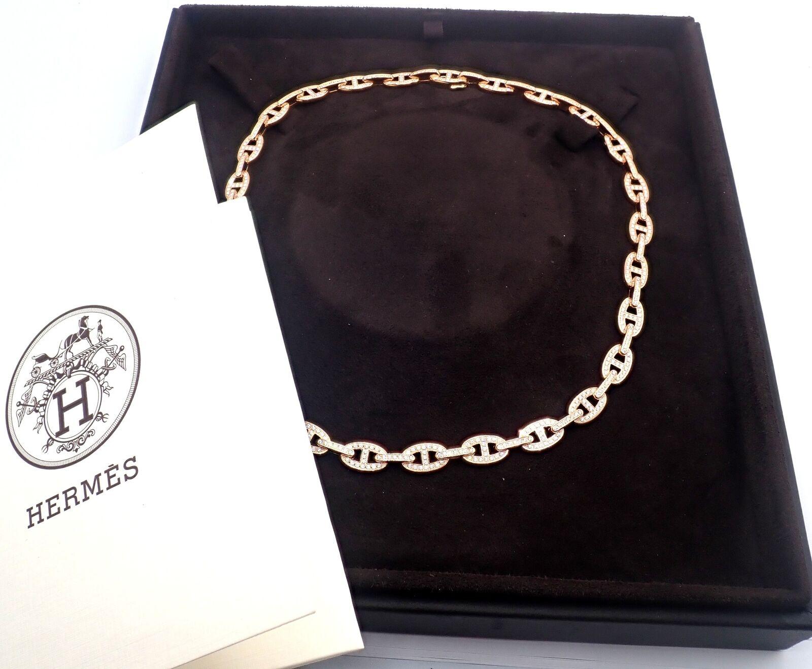 Taglio brillante Hermes Chaine d'ancre Enchaine Collana con diamanti in oro rosa A Link in vendita