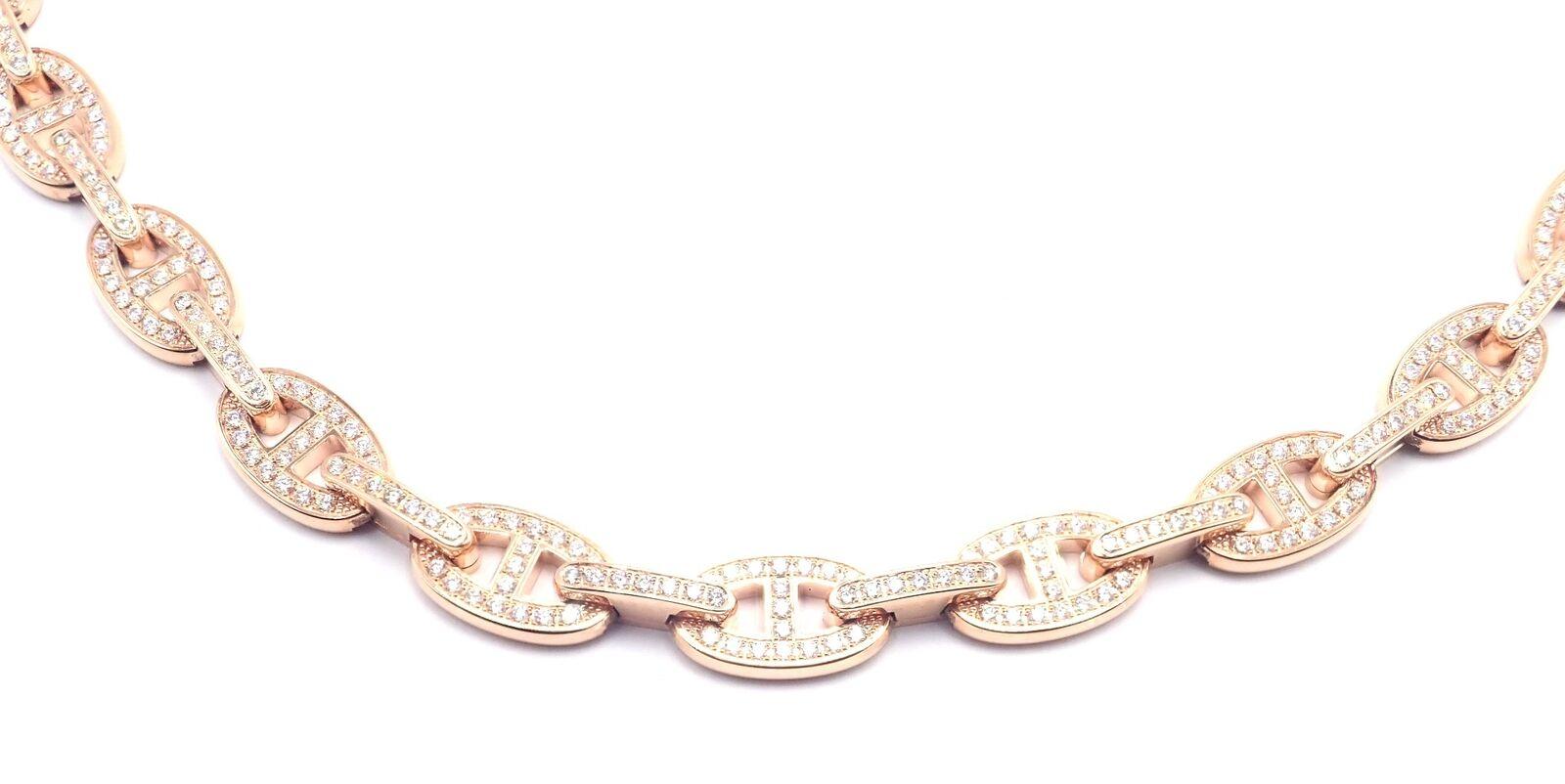 Hermes Chaine d'ancre Enchaine Collana con diamanti in oro rosa A Link In condizioni ottime in vendita a Holland, PA