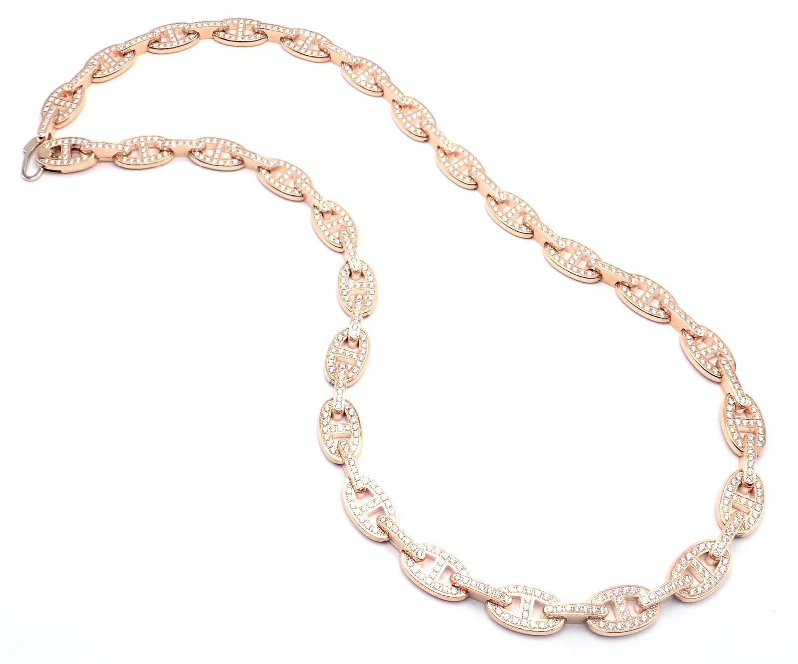 Donna Hermes Chaine d'ancre Enchaine Collana con diamanti in oro rosa A Link in vendita