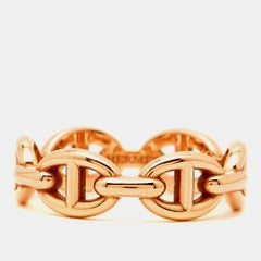 Hermès Chaine d'Ancre Enchainee 18k Rose Gold Ring Size 52