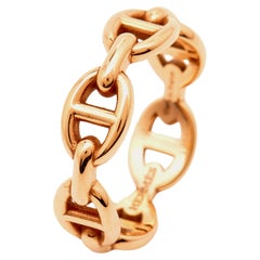 Hermès Chaine d'Ancre Enchainee 18k Rose Gold Ring Size 52
