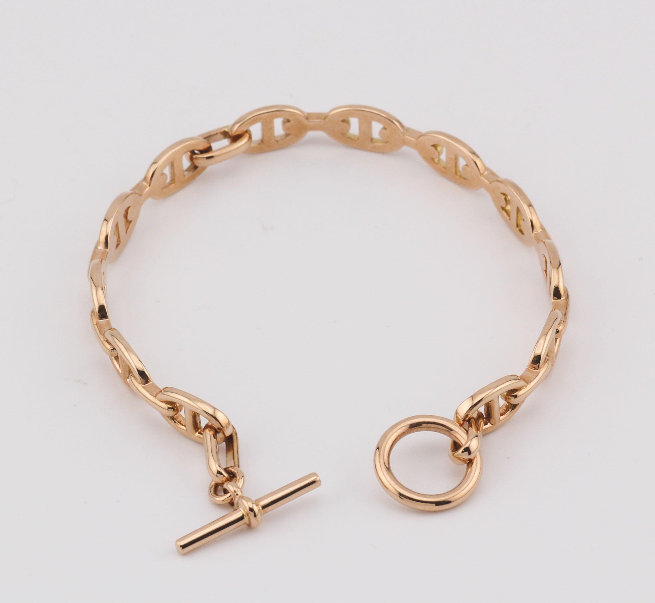 Hermès Chaine d'Ancre Enchainee Oro rosa 18 carati  Bracciale Toggle In condizioni buone in vendita a Simpsonville, SC
