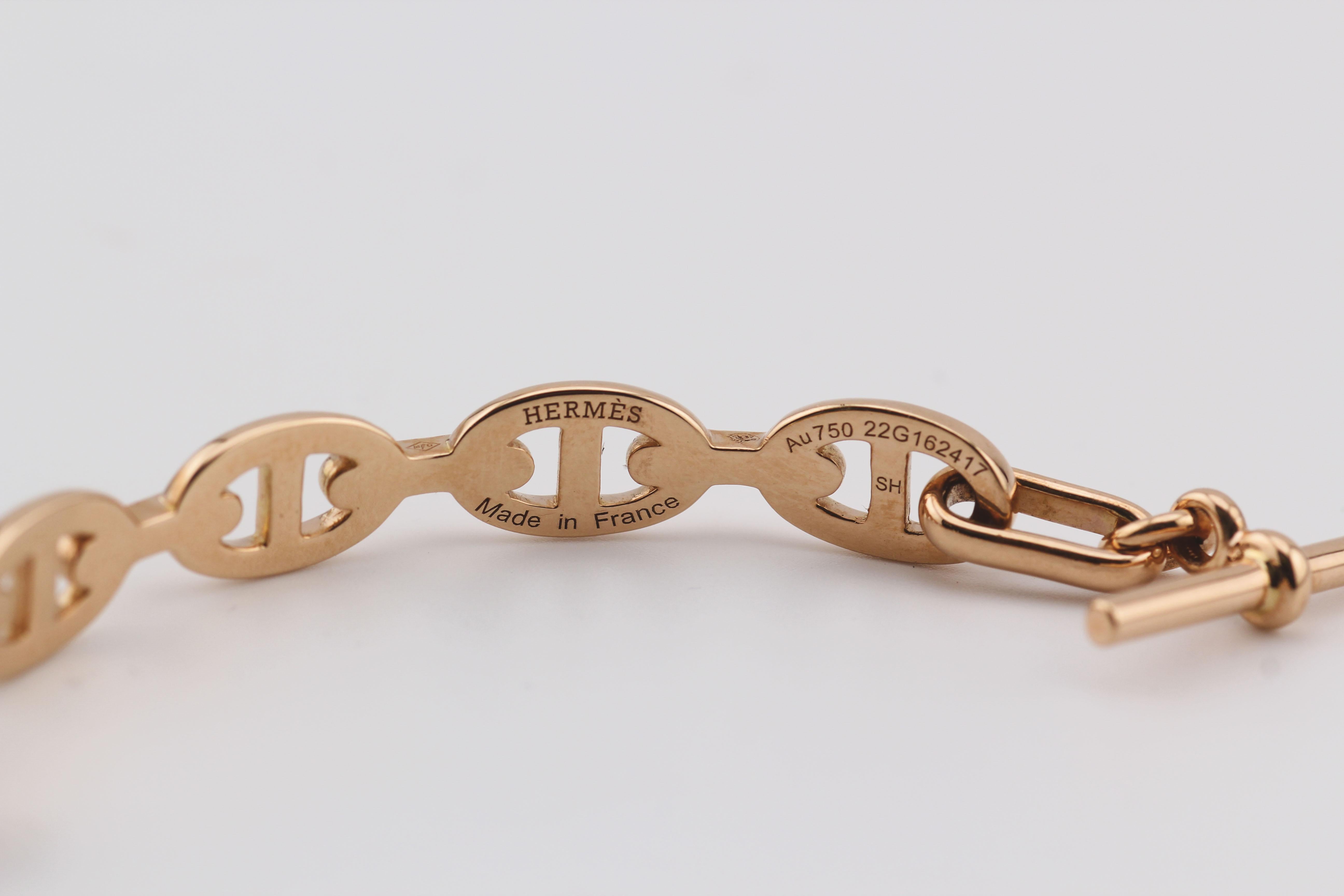 Hermès Chaine d'Ancre Enchainee Oro rosa 18 carati  Bracciale Toggle in vendita 3