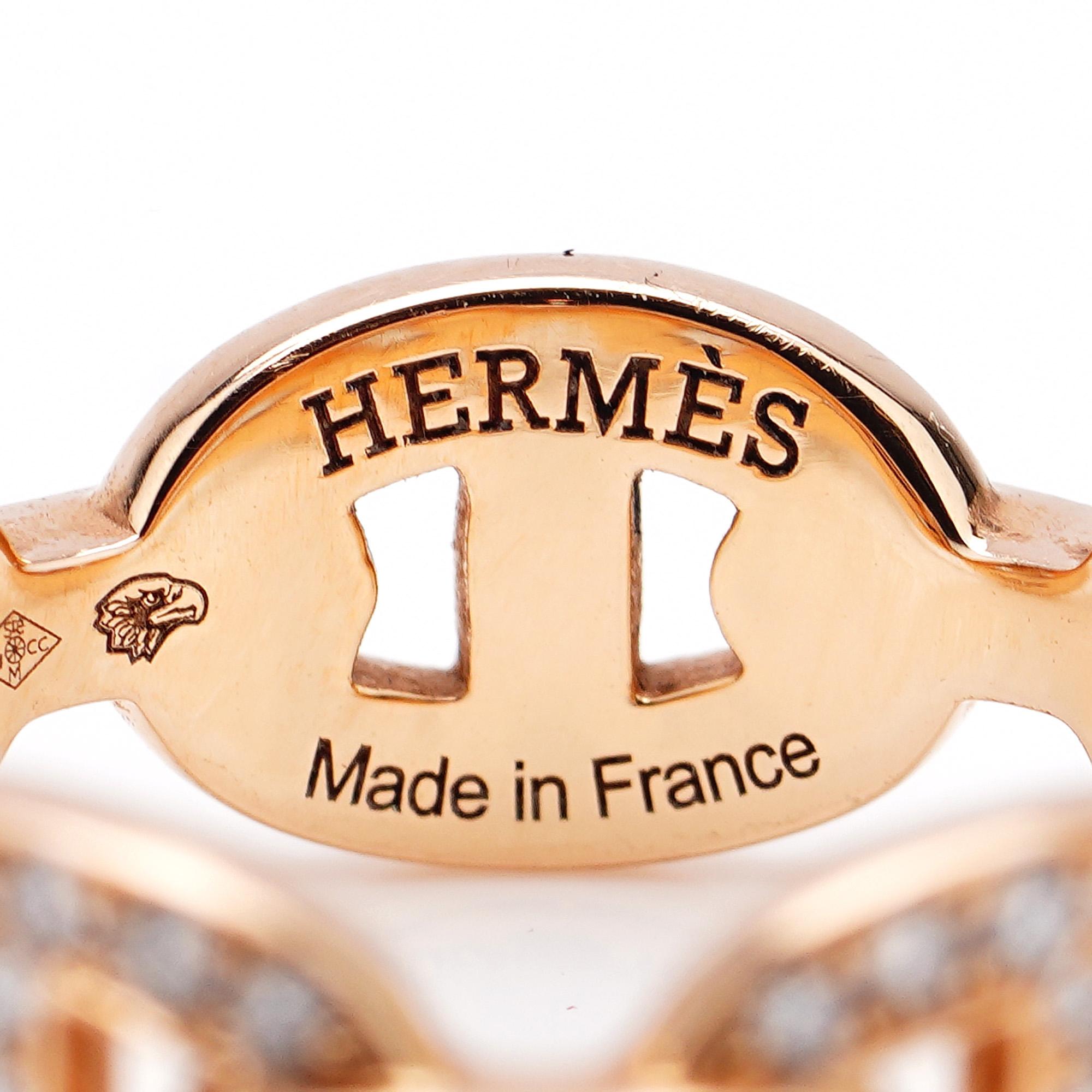 Brilliant Cut Hermes Chaine d'Ancre Enchainee 18kt. gold ring with diamonds 