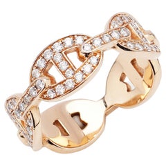 Hermes Chaine d'Ancre Enchainee 18kt. gold ring with diamonds